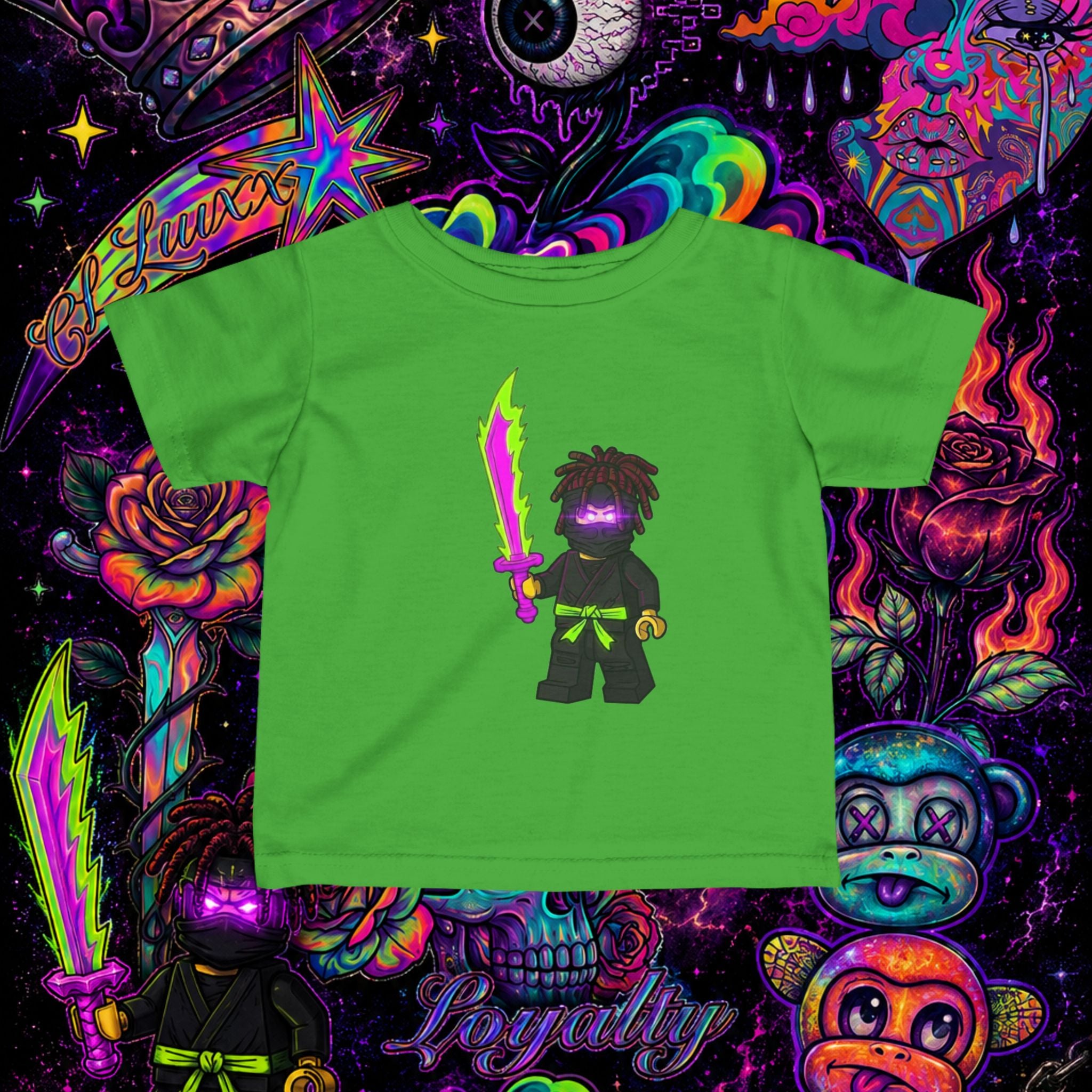 Neon Ninja Infant Tee | Cartoon Graphic Baby T-Shirt