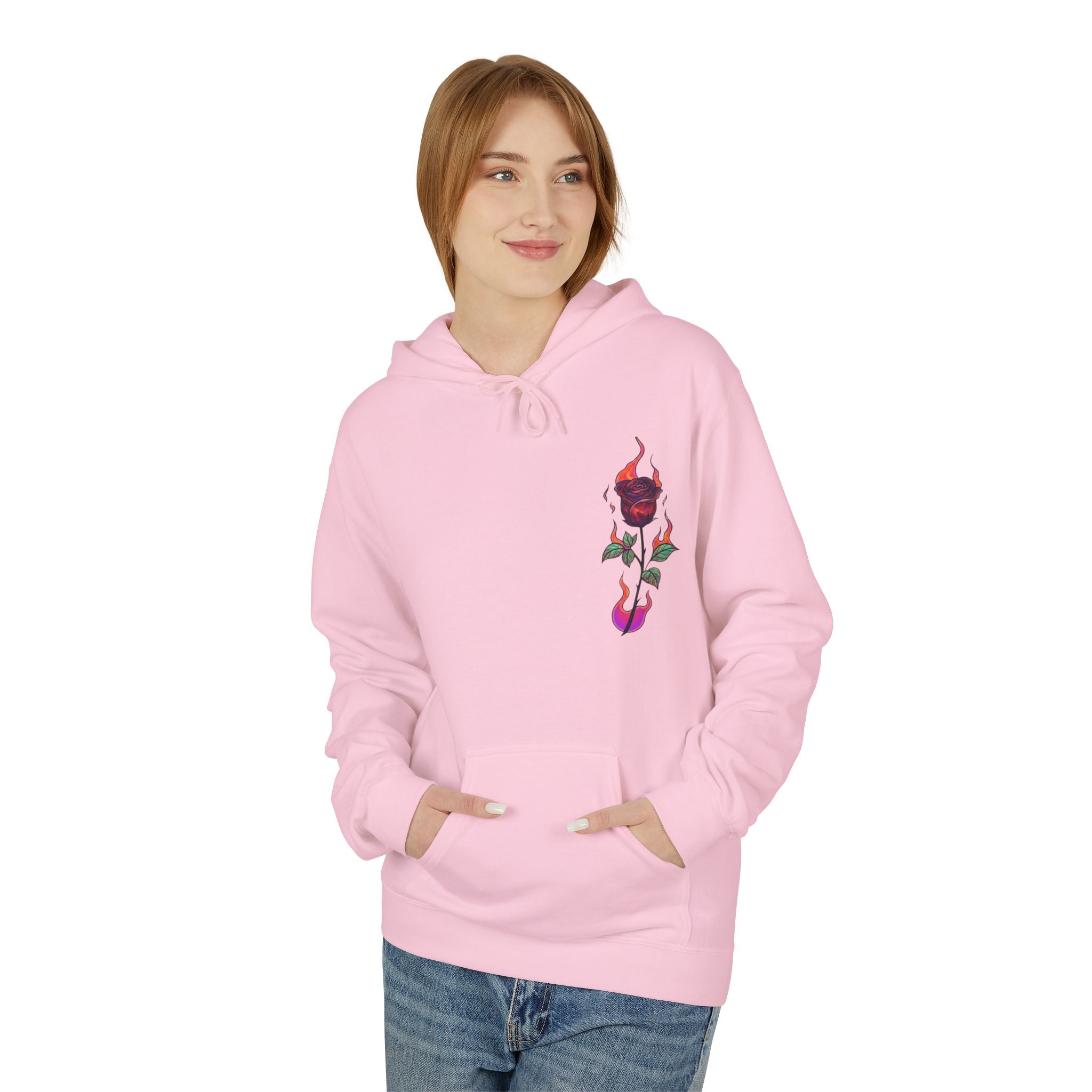 No Evil Hoodie – Burning Rose Streetwear Pullover | See No Evil Hear No Evil Speak No Evil | Graphic Fleece Hoodie