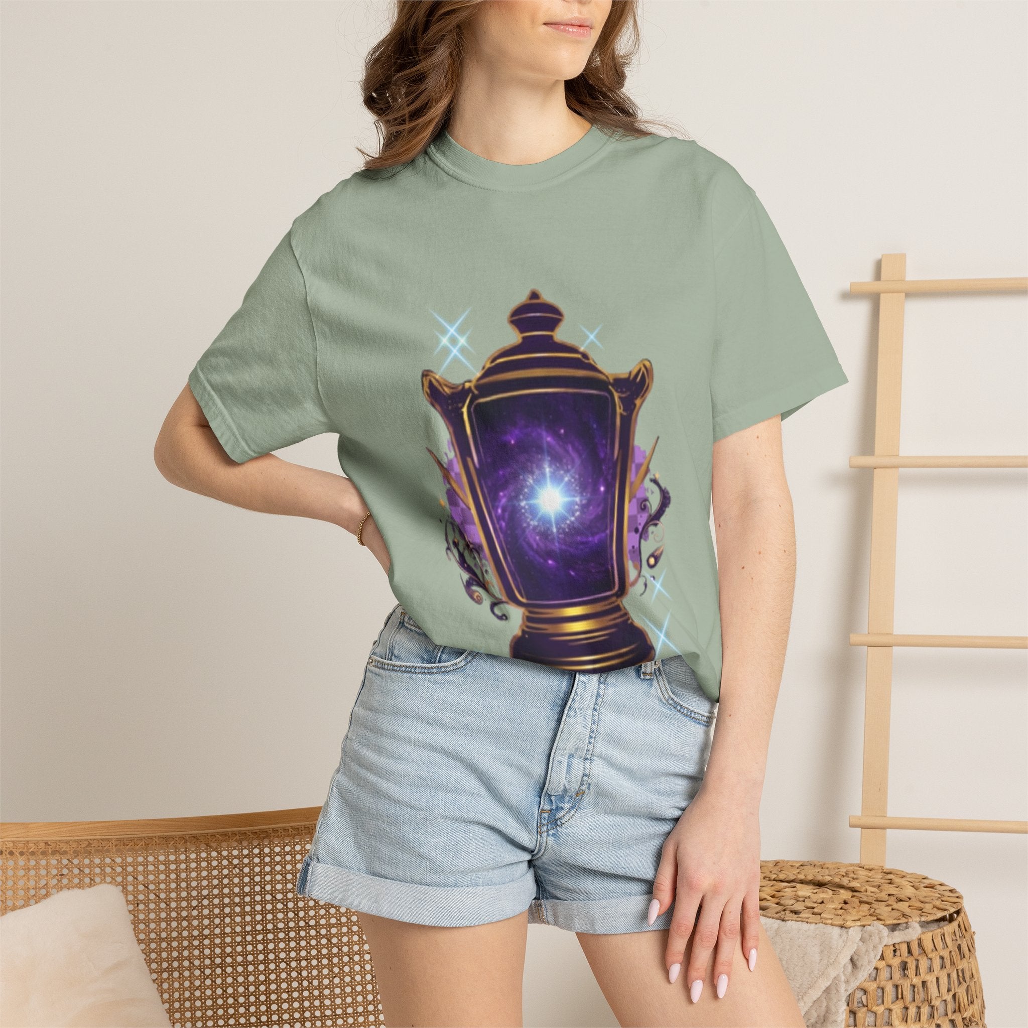 Mystic Lantern & Loyalty Skull Tee | Heavyweight Garment-Dyed Graphic T-Shirt