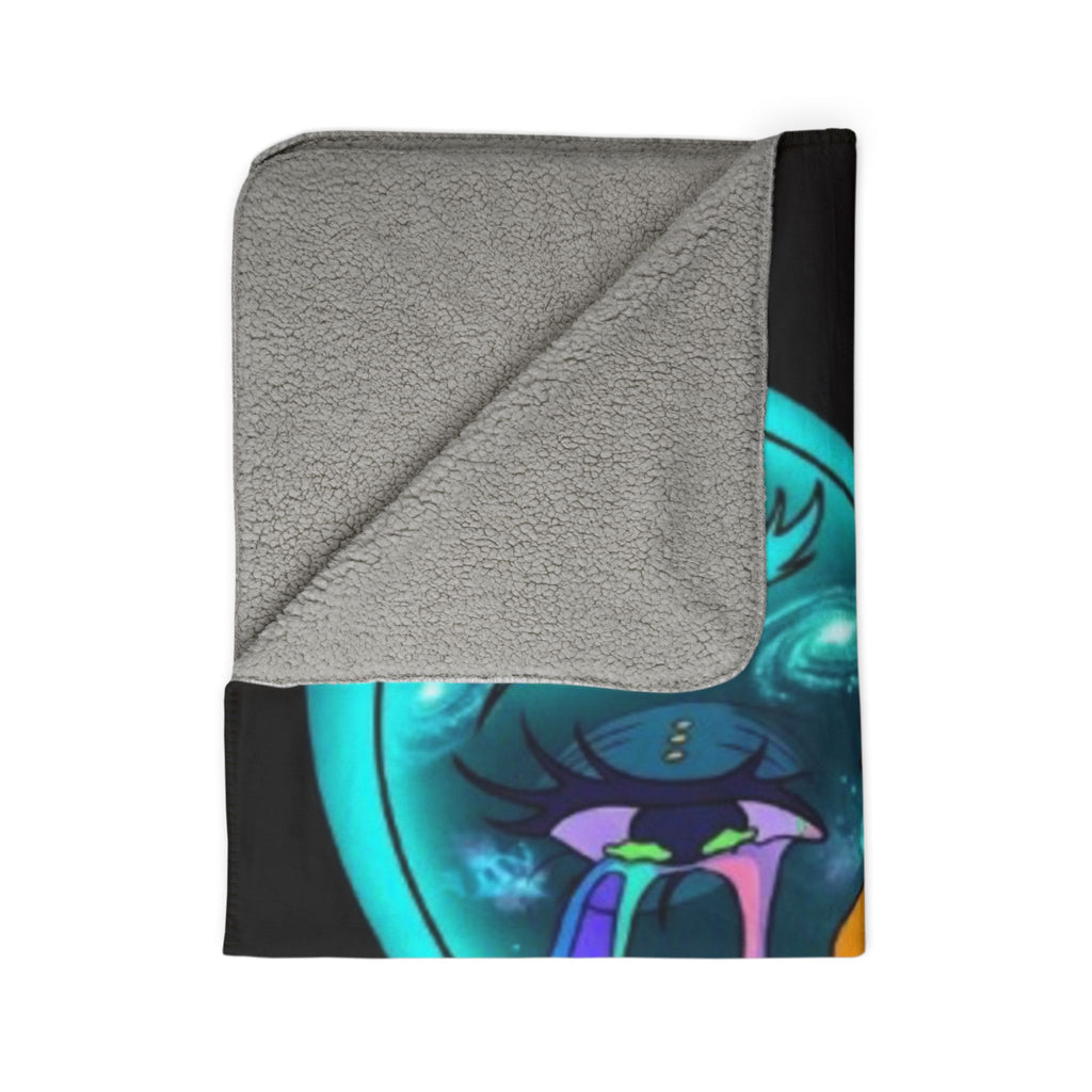 Dreamstate Sherpa Blanket – Cosmic Moon & Psychedelic Face Throw