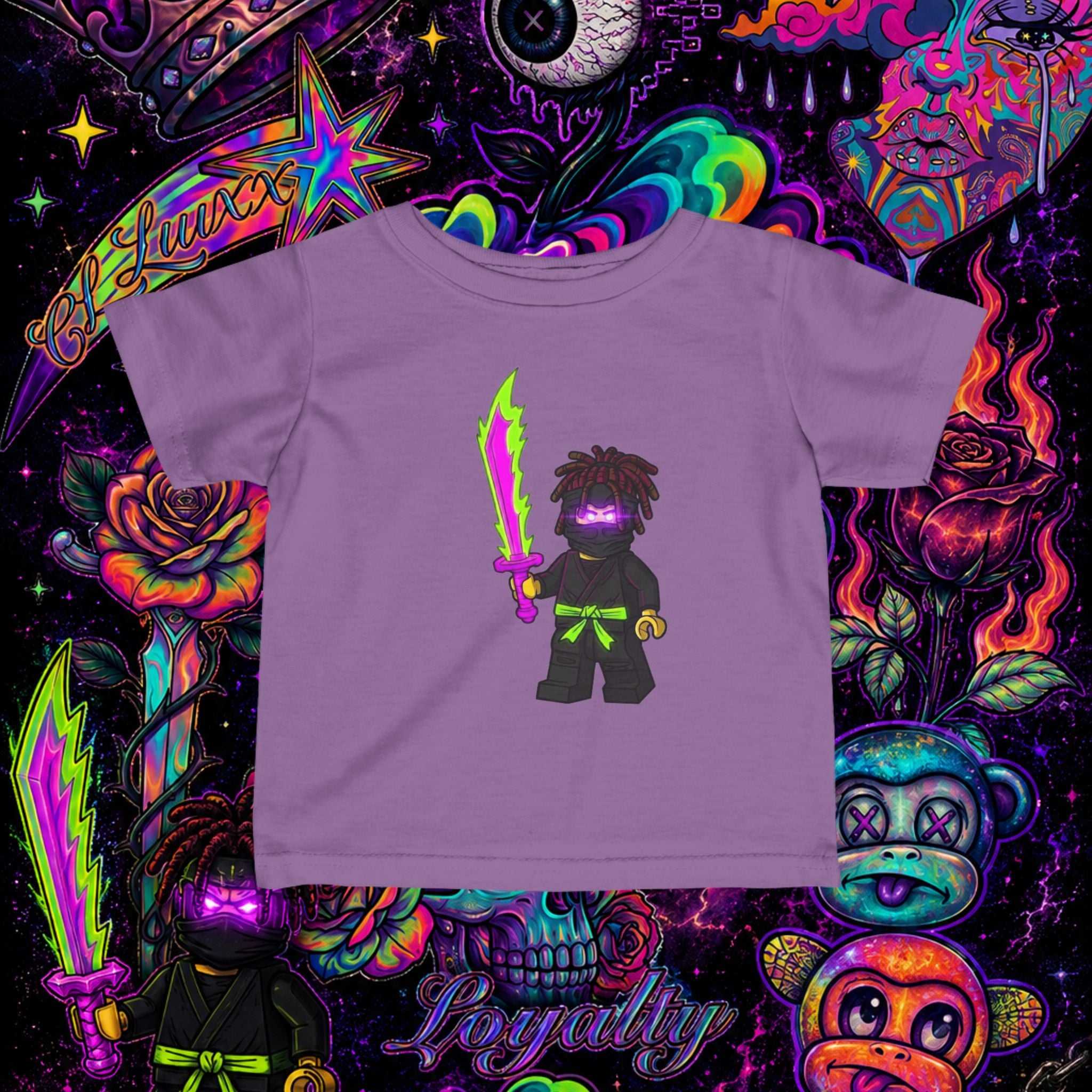 Neon Ninja Infant Tee | Cartoon Graphic Baby T-Shirt
