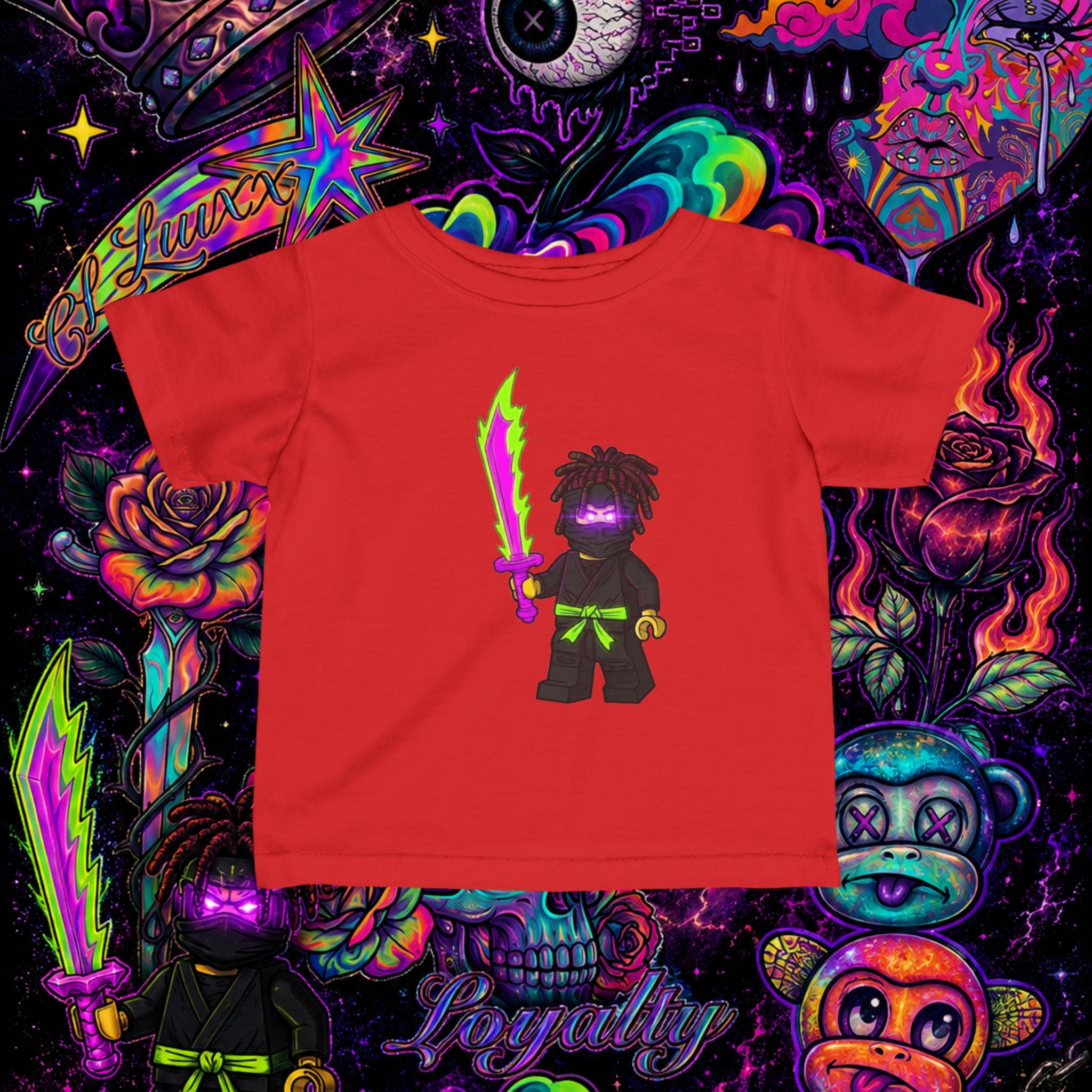 Neon Ninja Infant Tee | Cartoon Graphic Baby T-Shirt
