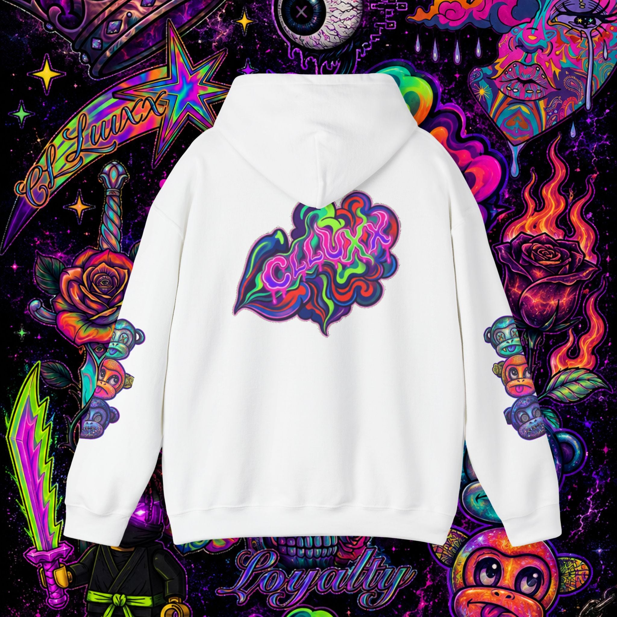 Psychedelic Heart Hoodie | CL LUXX Premium Graphic Pullover Sweatshirt