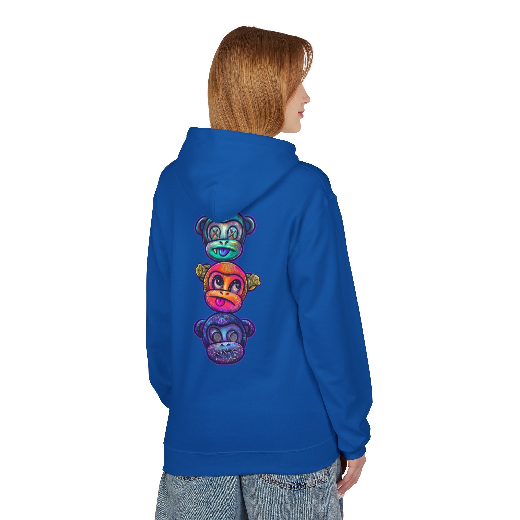 No Evil Hoodie – Burning Rose Streetwear Pullover | See No Evil Hear No Evil Speak No Evil | Graphic Fleece Hoodie