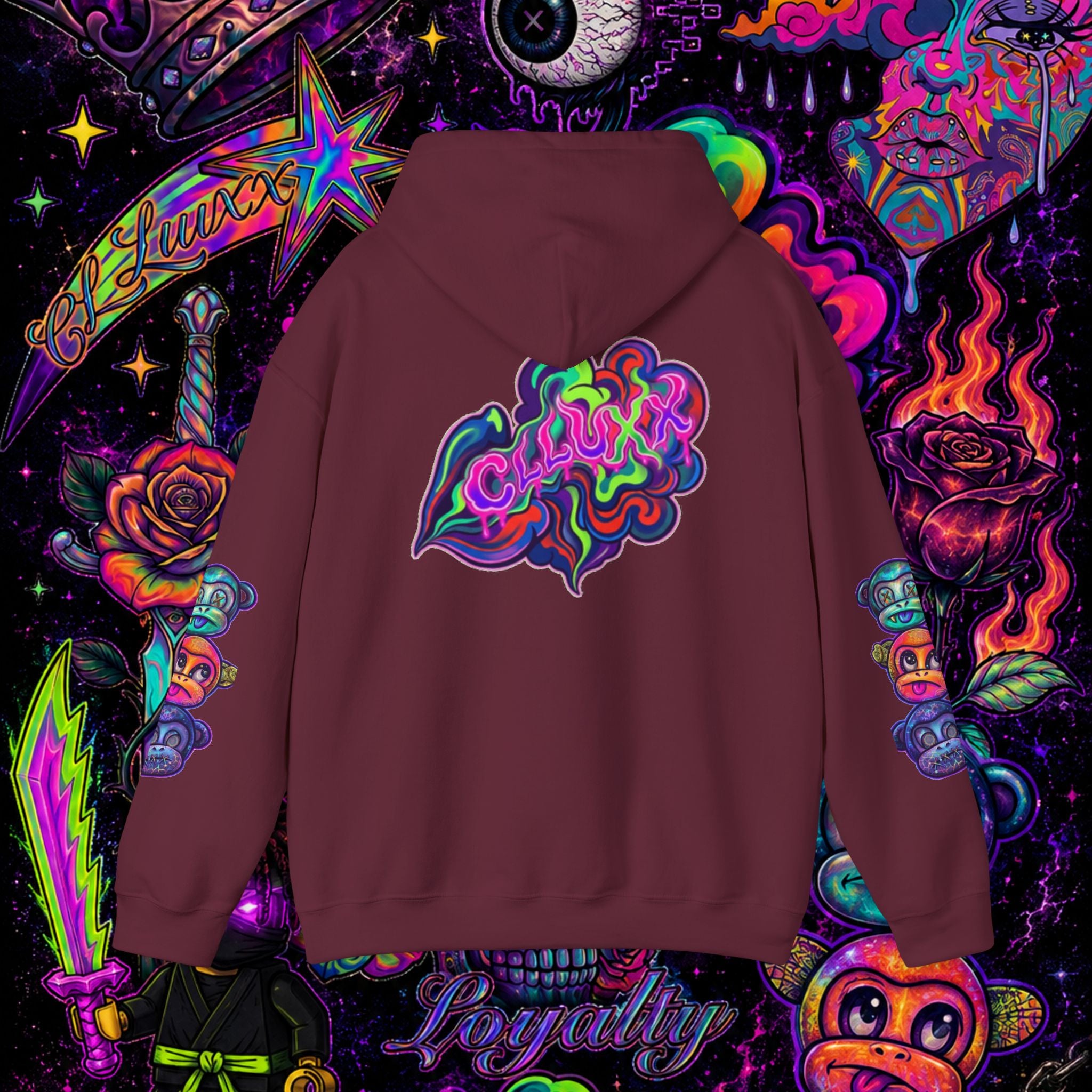 Psychedelic Heart Hoodie | CL LUXX Premium Graphic Pullover Sweatshirt
