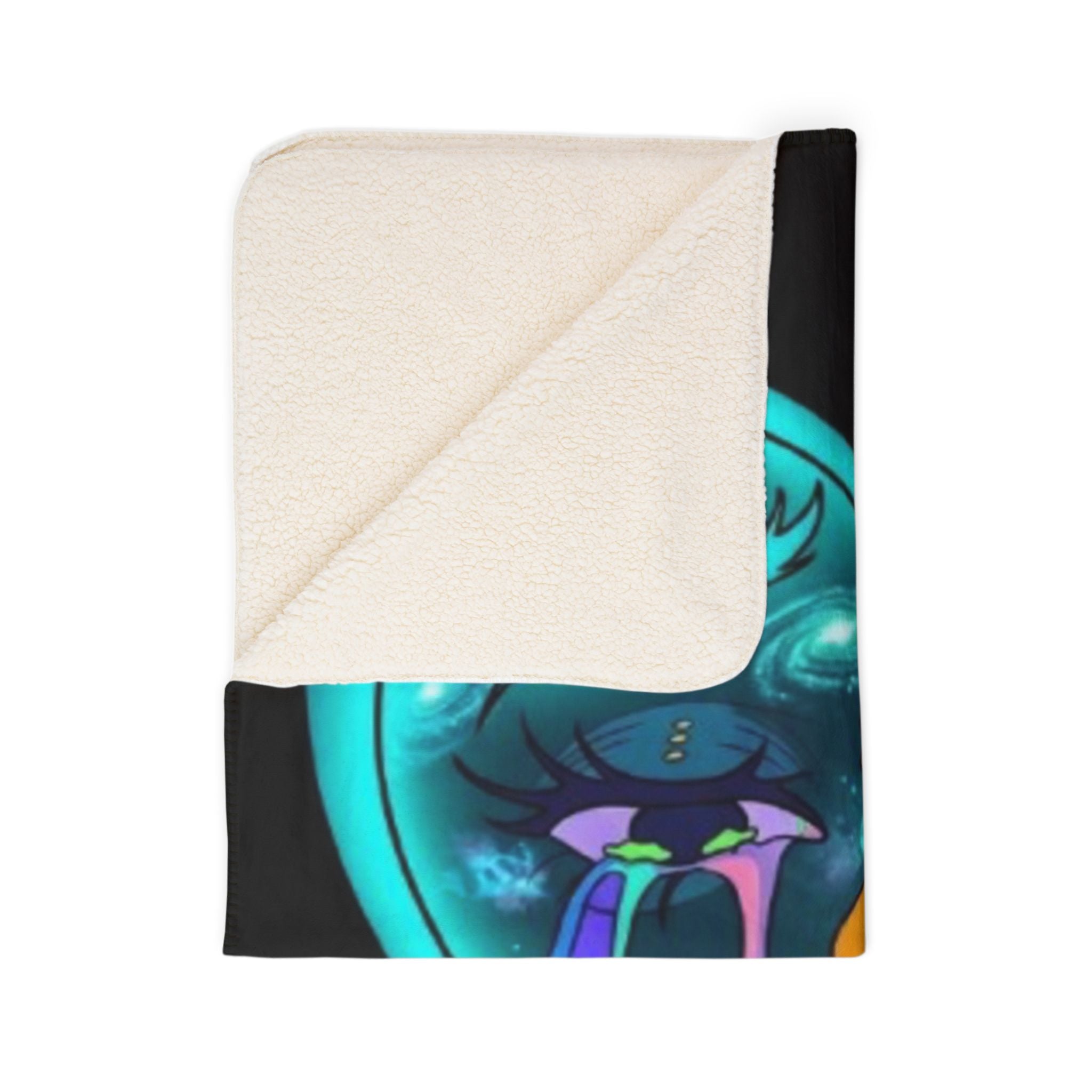 Dreamstate Sherpa Blanket – Cosmic Moon & Psychedelic Face Throw