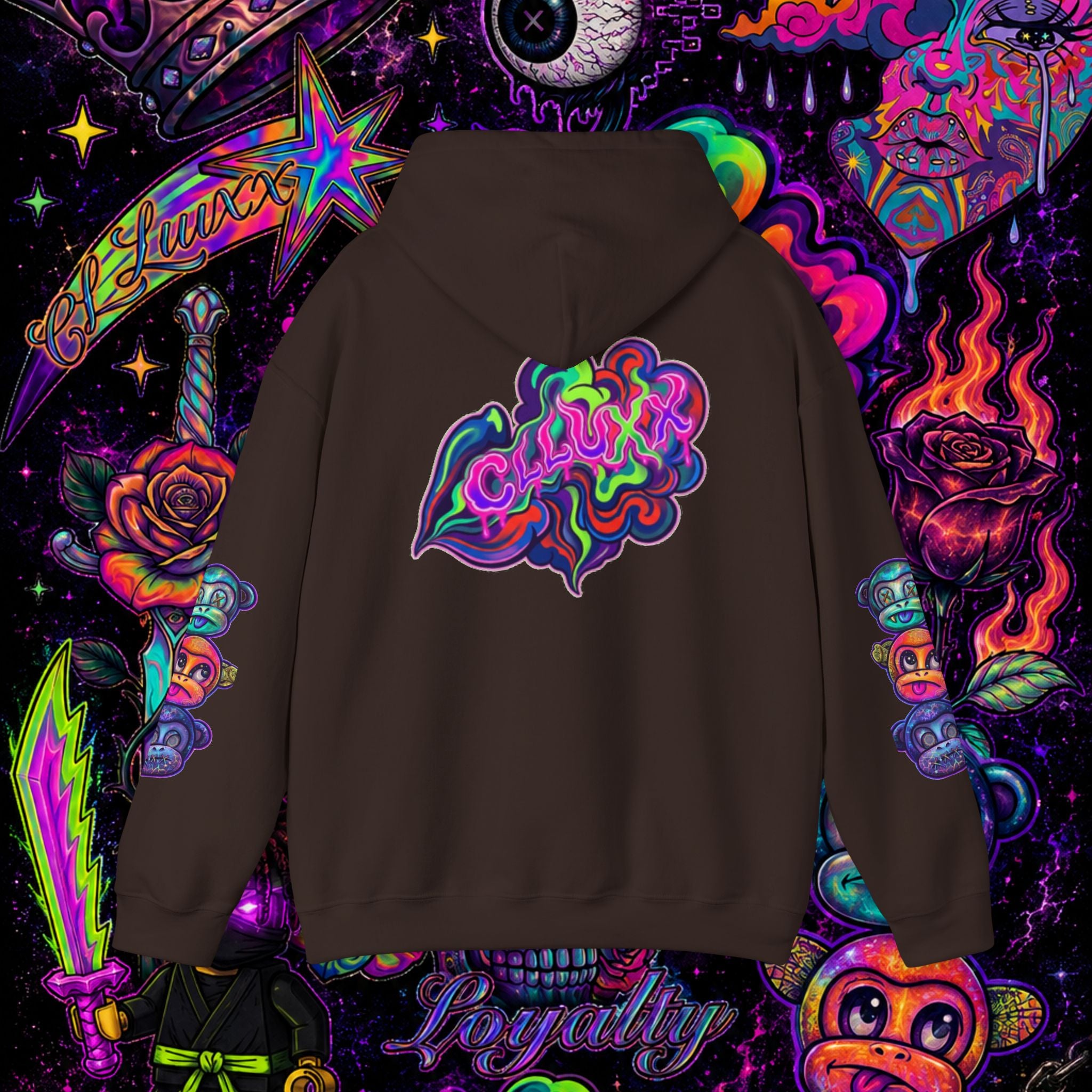 Psychedelic Heart Hoodie | CL LUXX Premium Graphic Pullover Sweatshirt
