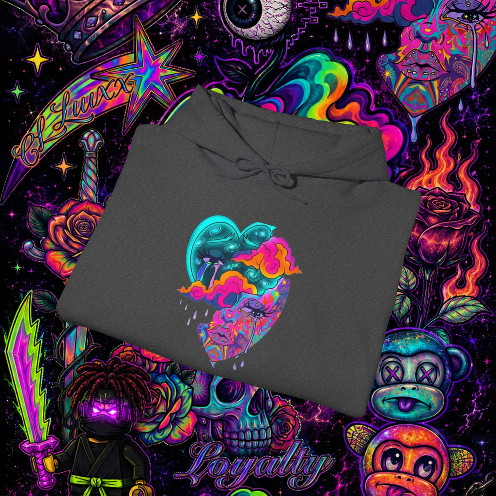 Psychedelic Heart Hoodie | CL LUXX Premium Graphic Pullover Sweatshirt