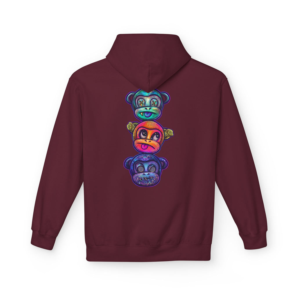 No Evil Hoodie – Burning Rose Streetwear Pullover | See No Evil Hear No Evil Speak No Evil | Graphic Fleece Hoodie