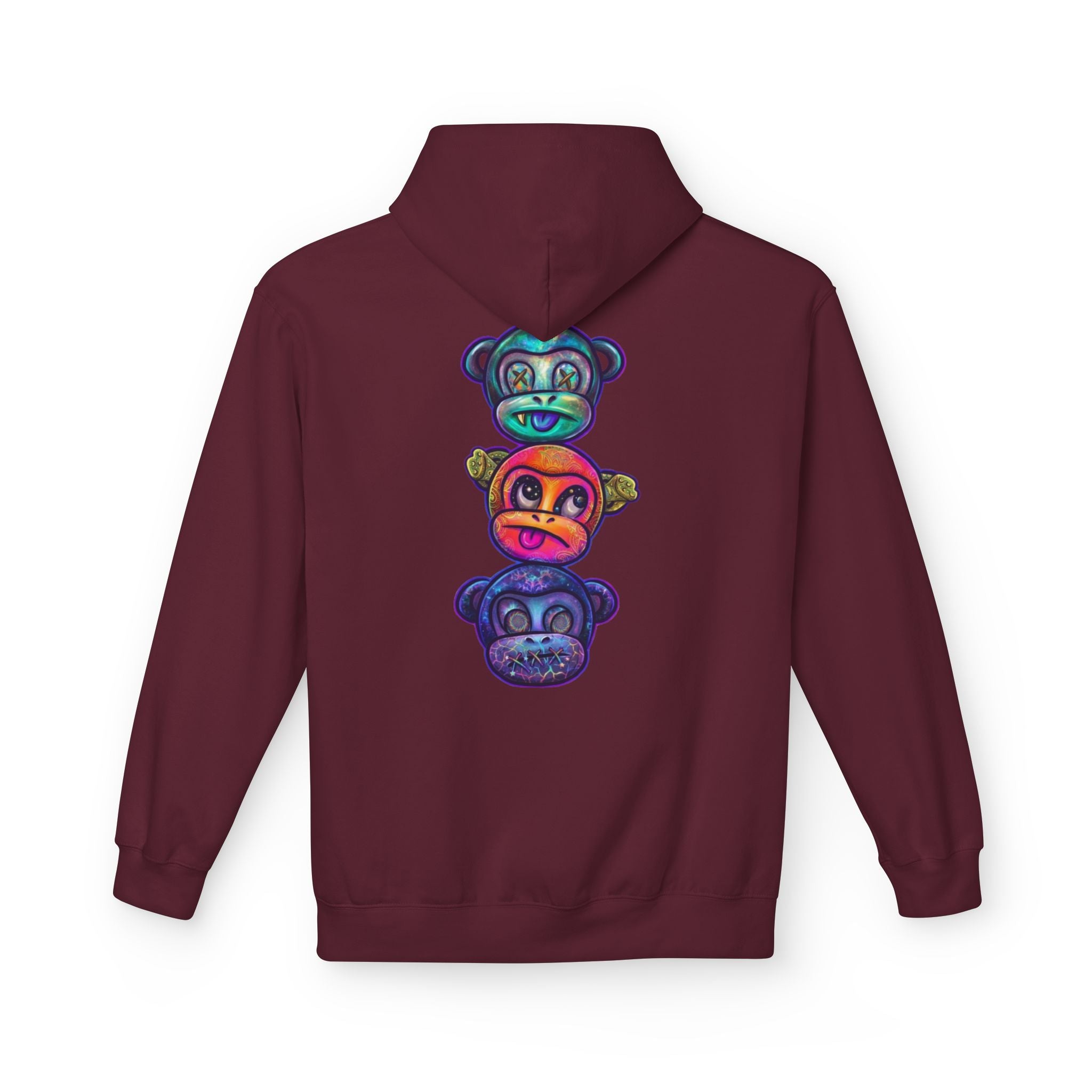 No Evil Hoodie – Burning Rose Streetwear Pullover | See No Evil Hear No Evil Speak No Evil | Graphic Fleece Hoodie