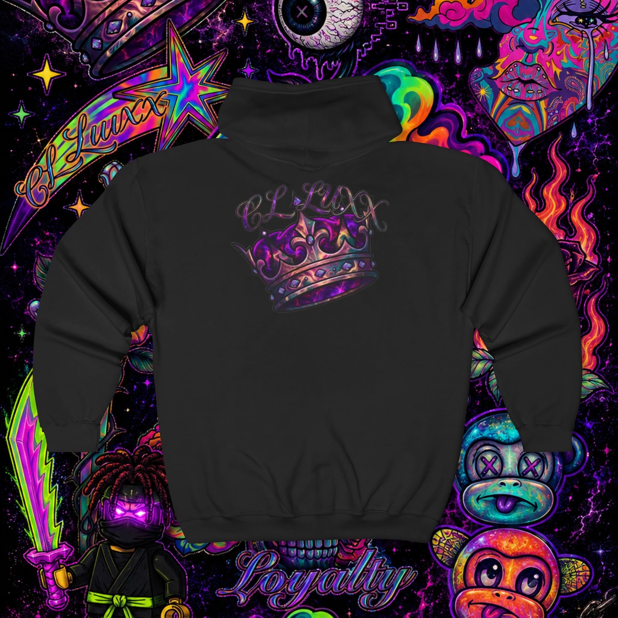Purple Cosmic Crown Full-Zip Hoodie | Premium Graphic Zip-Up Sweatshirt