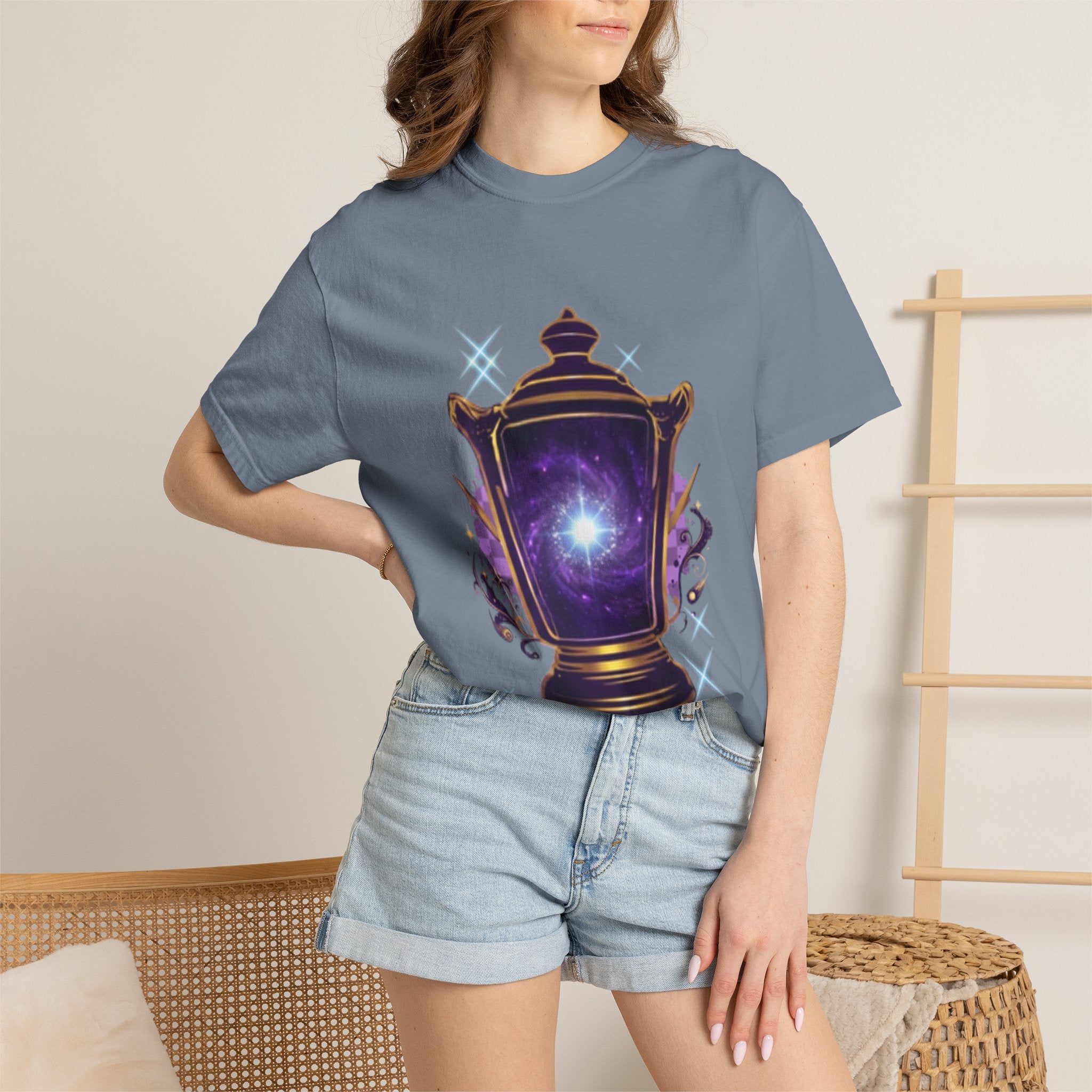 Mystic Lantern & Loyalty Skull Tee | Heavyweight Garment-Dyed Graphic T-Shirt