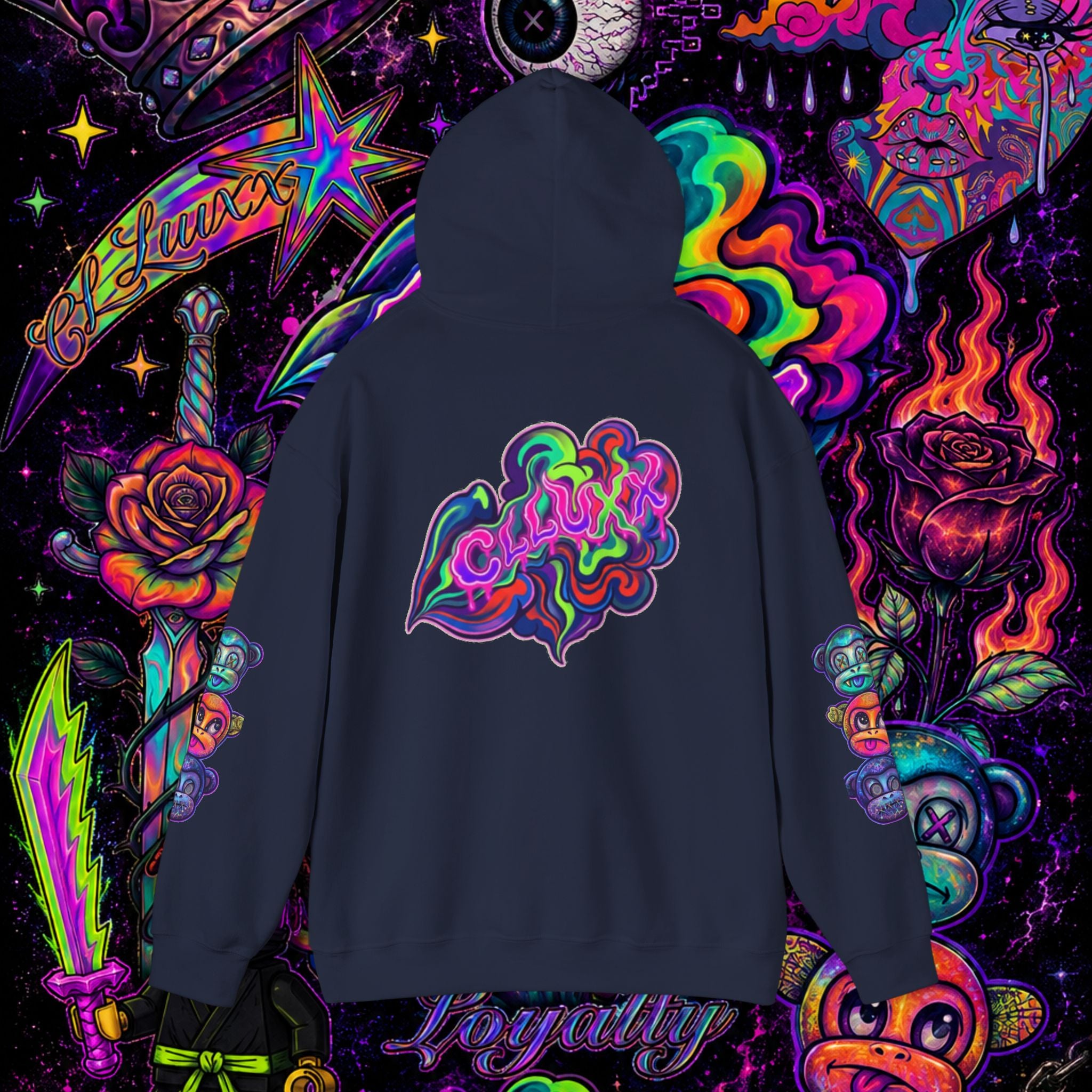 Psychedelic Heart Hoodie | CL LUXX Premium Graphic Pullover Sweatshirt