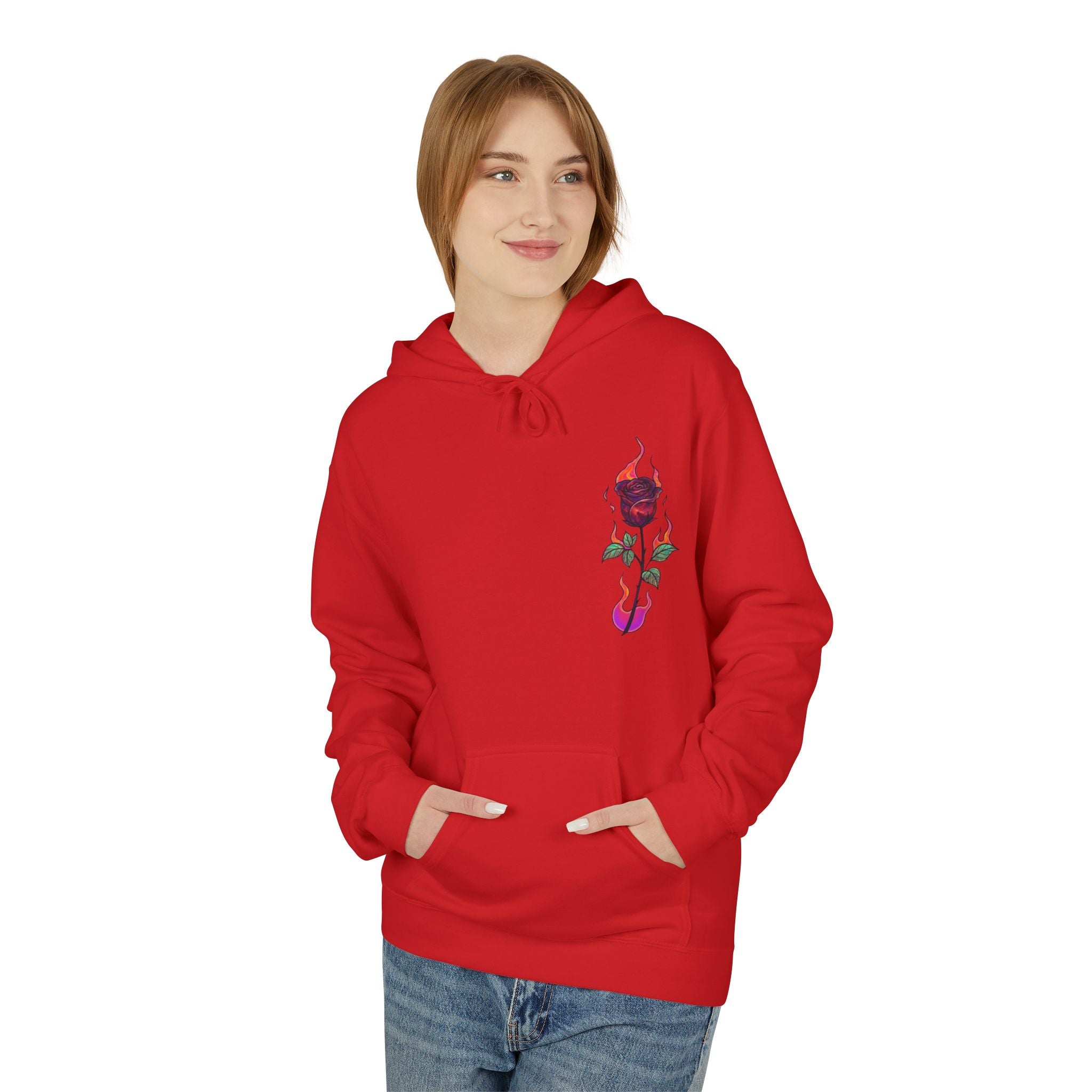 No Evil Hoodie – Burning Rose Streetwear Pullover | See No Evil Hear No Evil Speak No Evil | Graphic Fleece Hoodie
