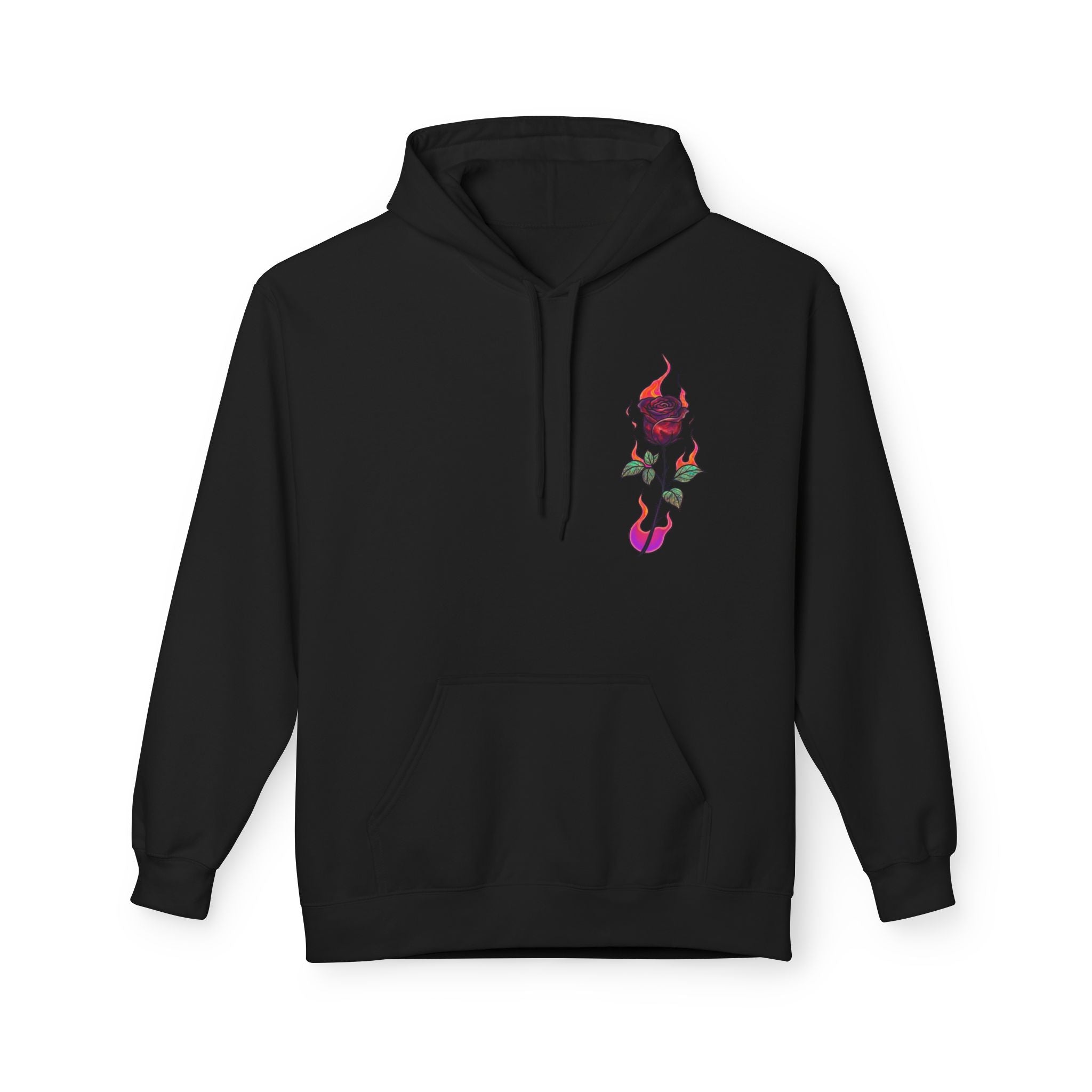 No Evil Hoodie – Burning Rose Streetwear Pullover | See No Evil Hear No Evil Speak No Evil | Graphic Fleece Hoodie
