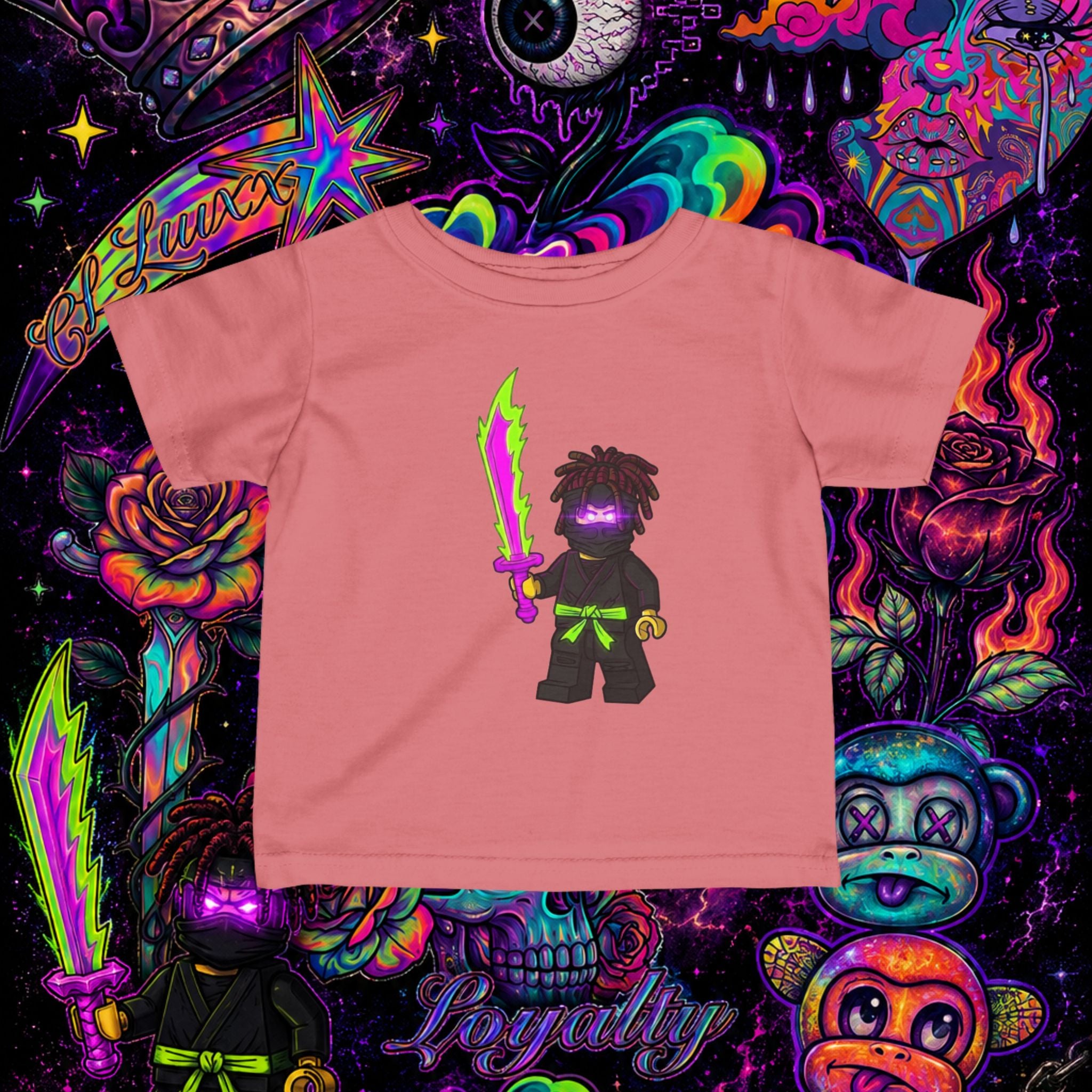 Neon Ninja Infant Tee | Cartoon Graphic Baby T-Shirt