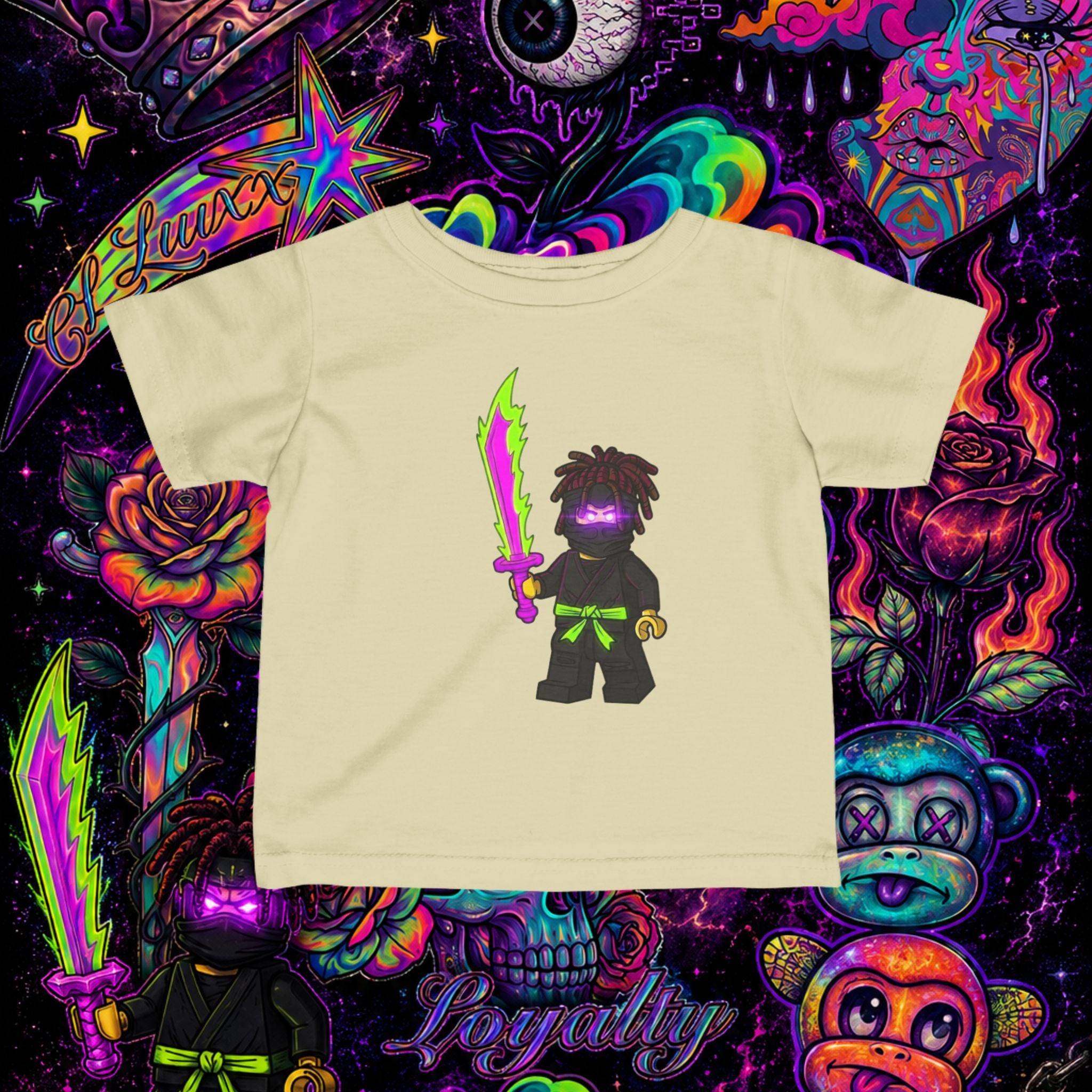 Neon Ninja Infant Tee | Cartoon Graphic Baby T-Shirt