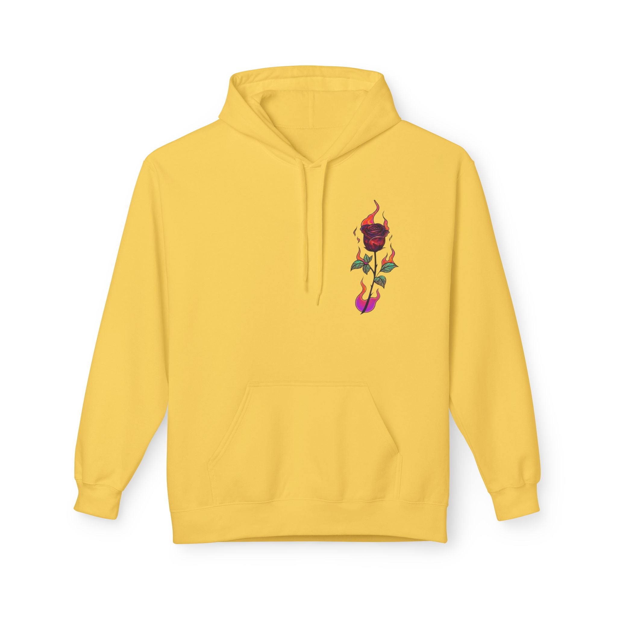 No Evil Hoodie – Burning Rose Streetwear Pullover | See No Evil Hear No Evil Speak No Evil | Graphic Fleece Hoodie