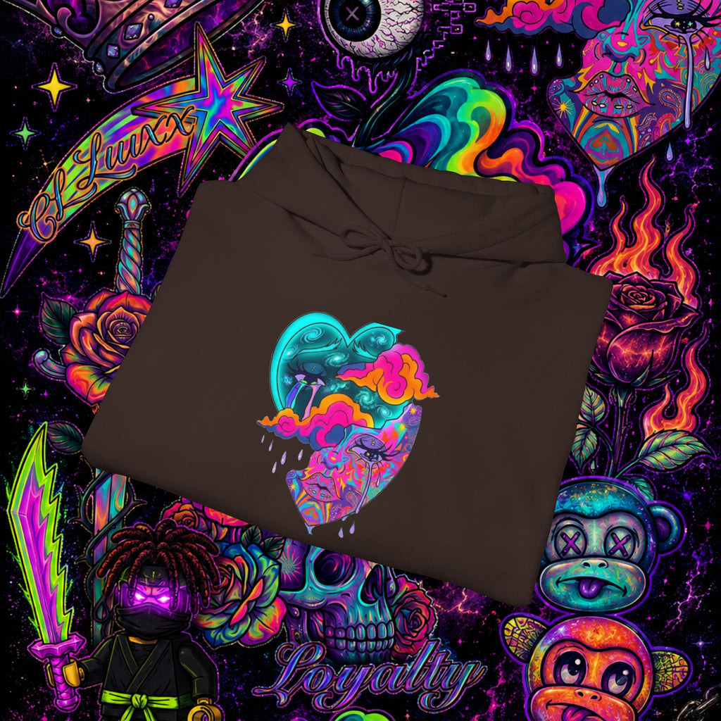 Psychedelic Heart Hoodie | CL LUXX Premium Graphic Pullover Sweatshirt