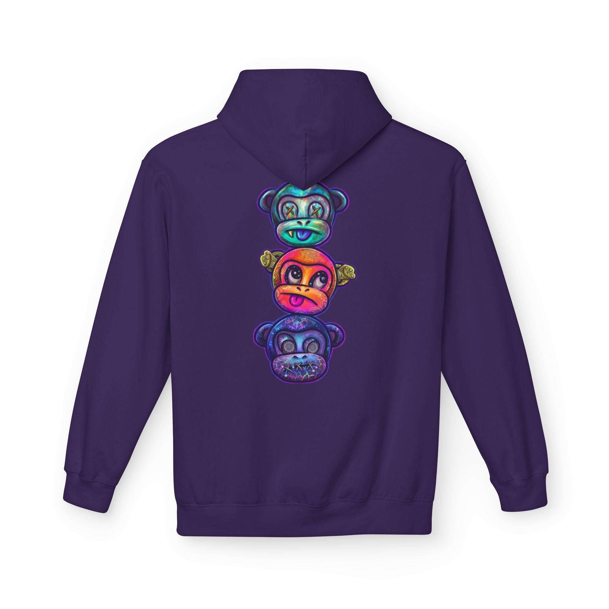No Evil Hoodie – Burning Rose Streetwear Pullover | See No Evil Hear No Evil Speak No Evil | Graphic Fleece Hoodie