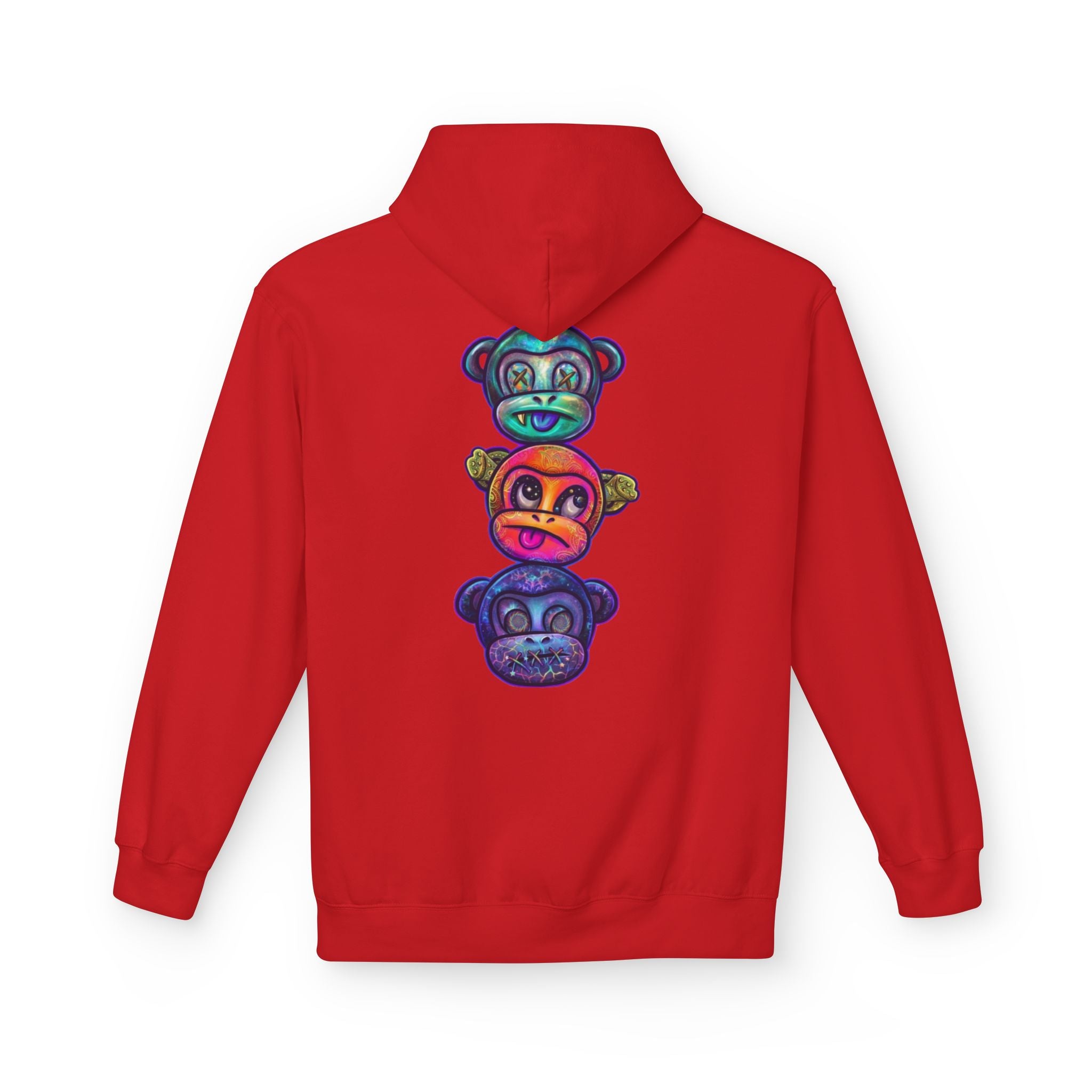 No Evil Hoodie – Burning Rose Streetwear Pullover | See No Evil Hear No Evil Speak No Evil | Graphic Fleece Hoodie