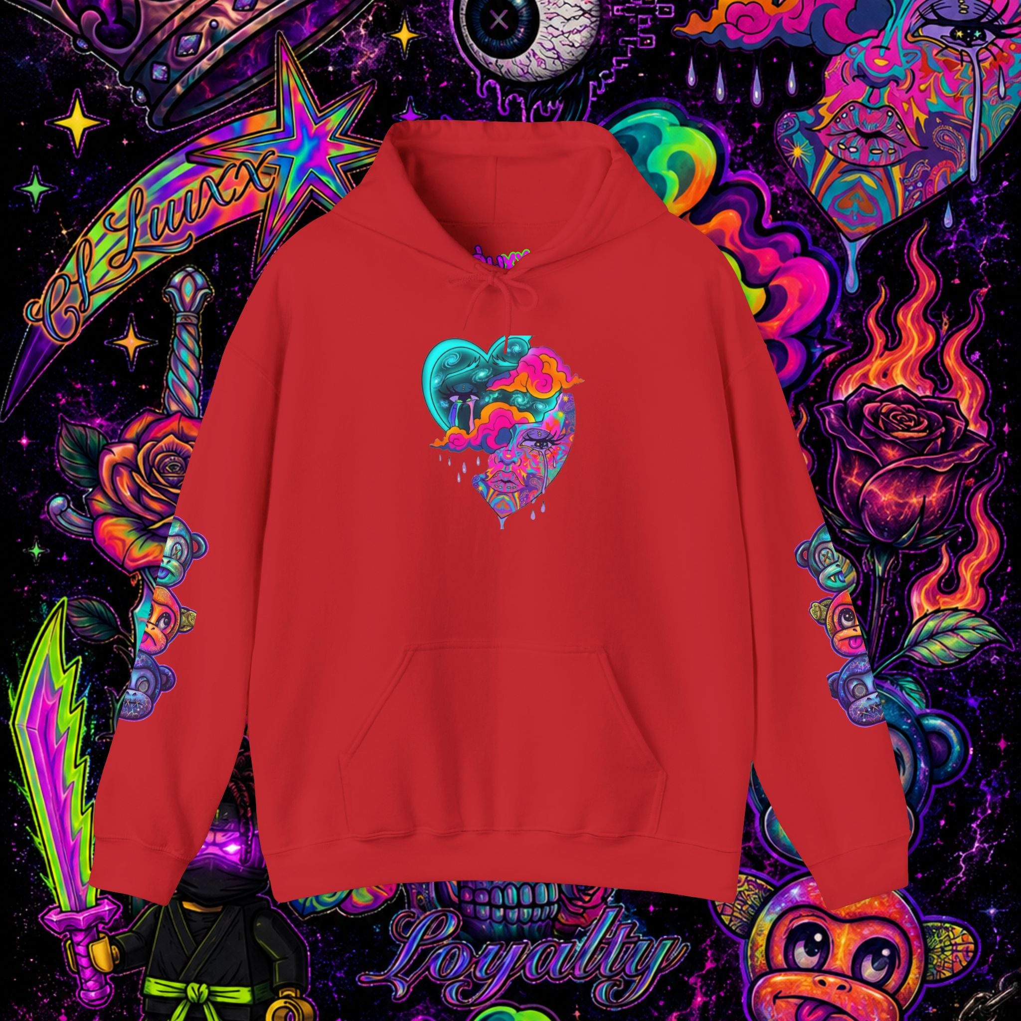 Psychedelic Heart Hoodie | CL LUXX Premium Graphic Pullover Sweatshirt