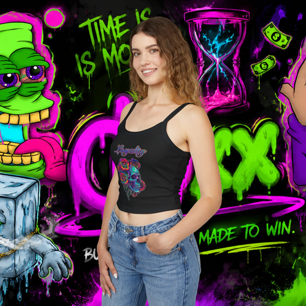 Loyalty Skull Tank Top — Women's Spaghetti Strap Crop