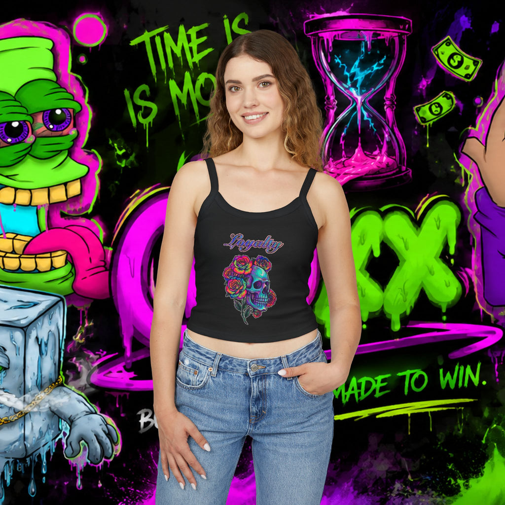 Loyalty Skull Tank Top — Women's Spaghetti Strap Crop