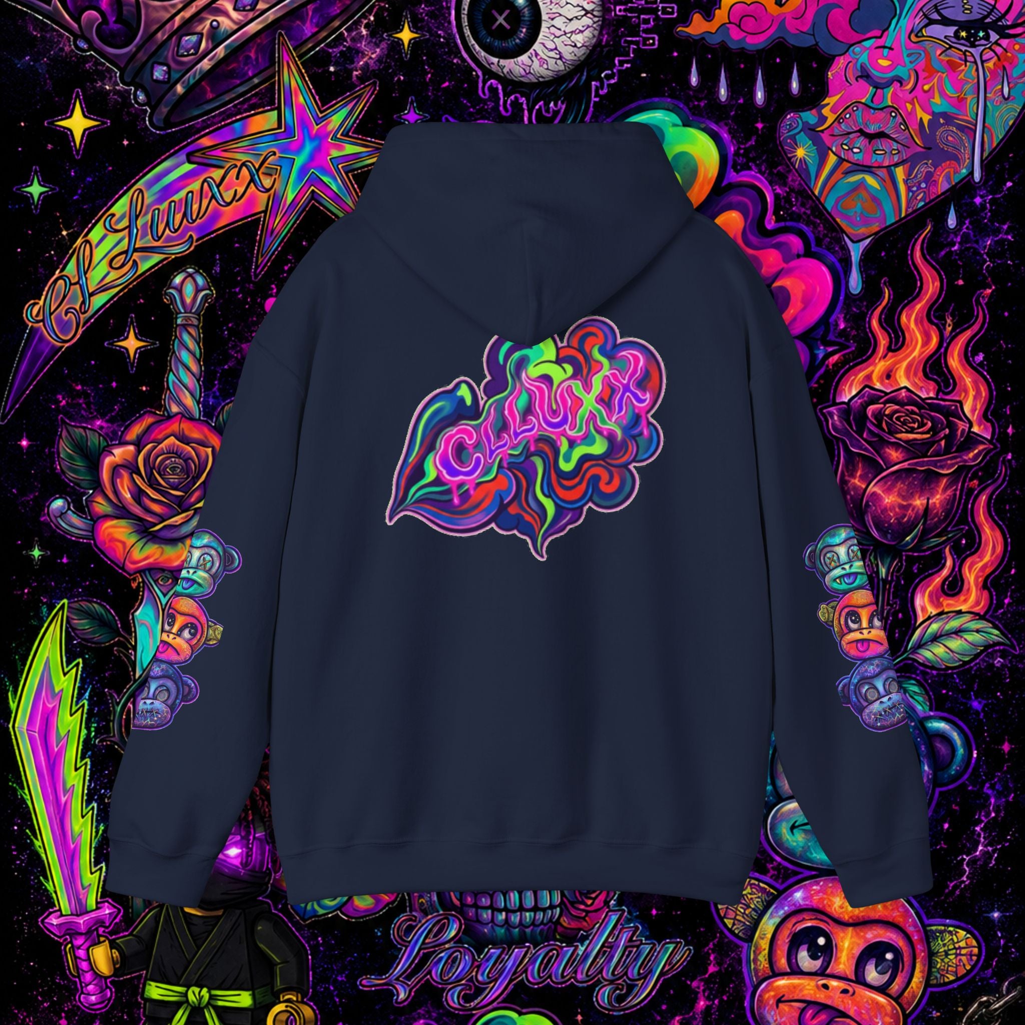 Psychedelic Heart Hoodie | CL LUXX Premium Graphic Pullover Sweatshirt