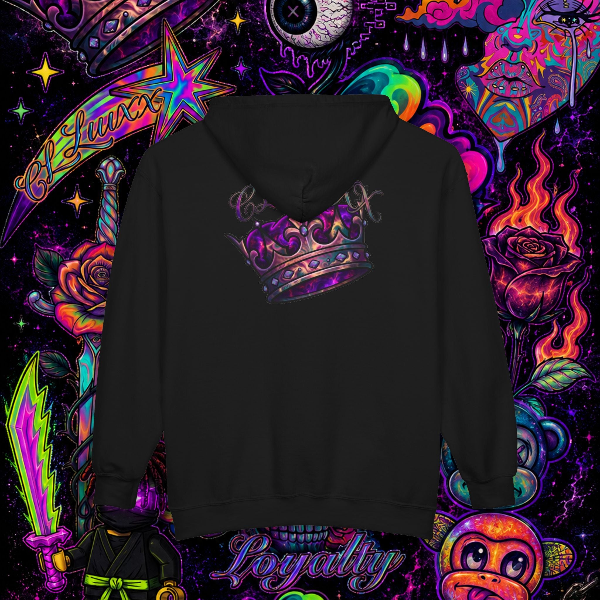 Purple Cosmic Crown Full-Zip Hoodie | Premium Graphic Zip-Up Sweatshirt
