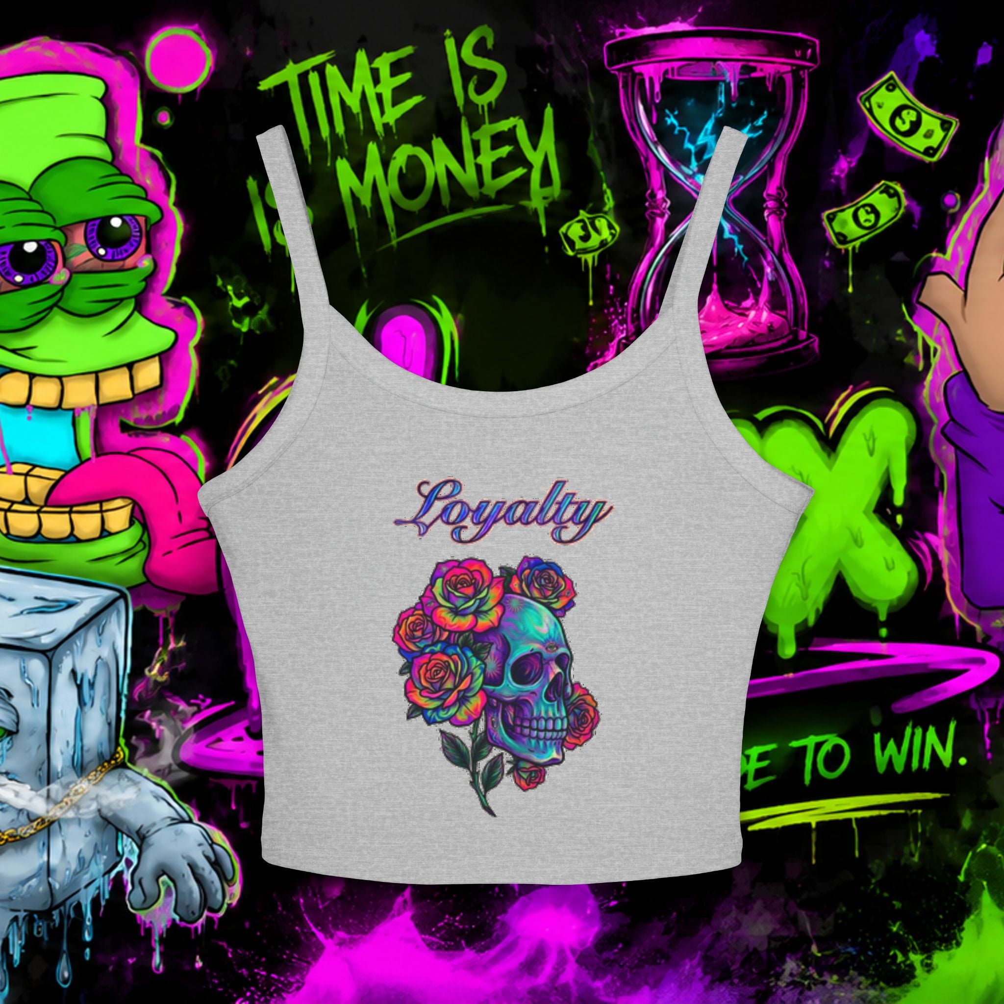 Loyalty Skull Tank Top — Women's Spaghetti Strap Crop