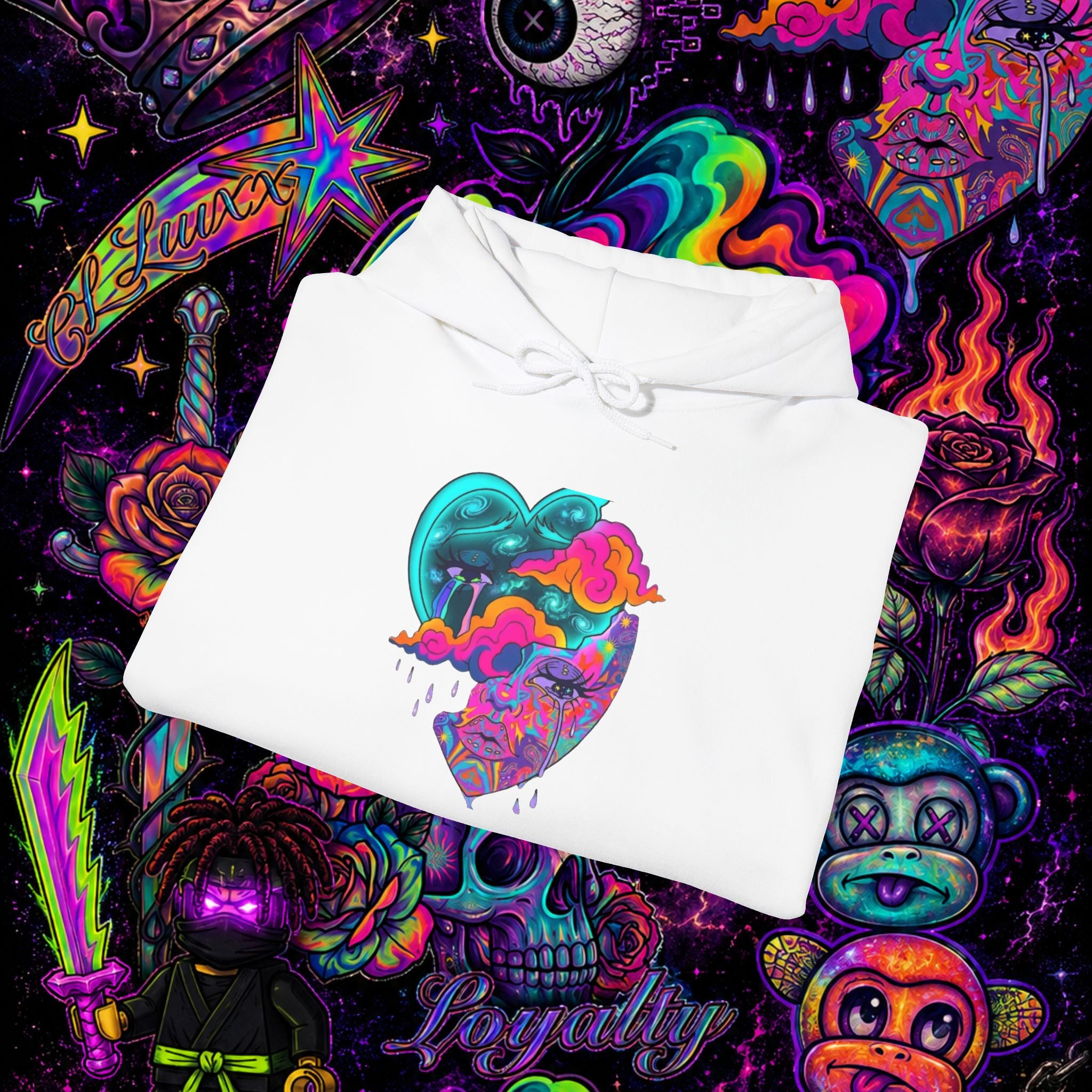 Psychedelic Heart Hoodie | CL LUXX Premium Graphic Pullover Sweatshirt