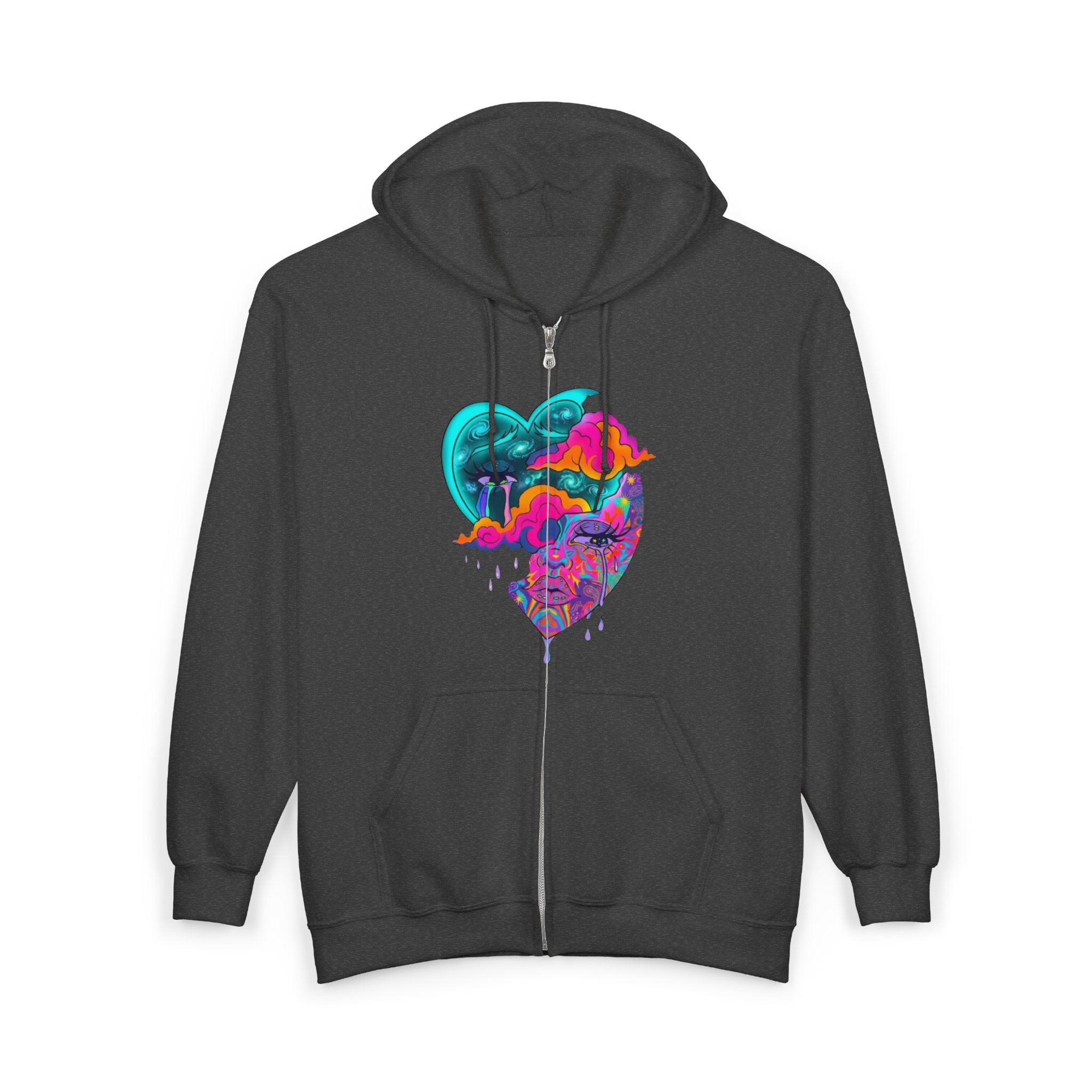 Split Heart Zip Hoodie – CL LUXX Graphic Streetwear