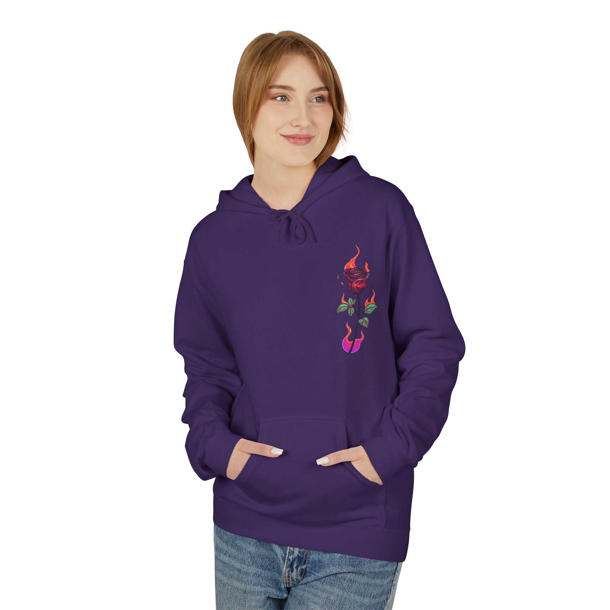 No Evil Hoodie – Burning Rose Streetwear Pullover | See No Evil Hear No Evil Speak No Evil | Graphic Fleece Hoodie
