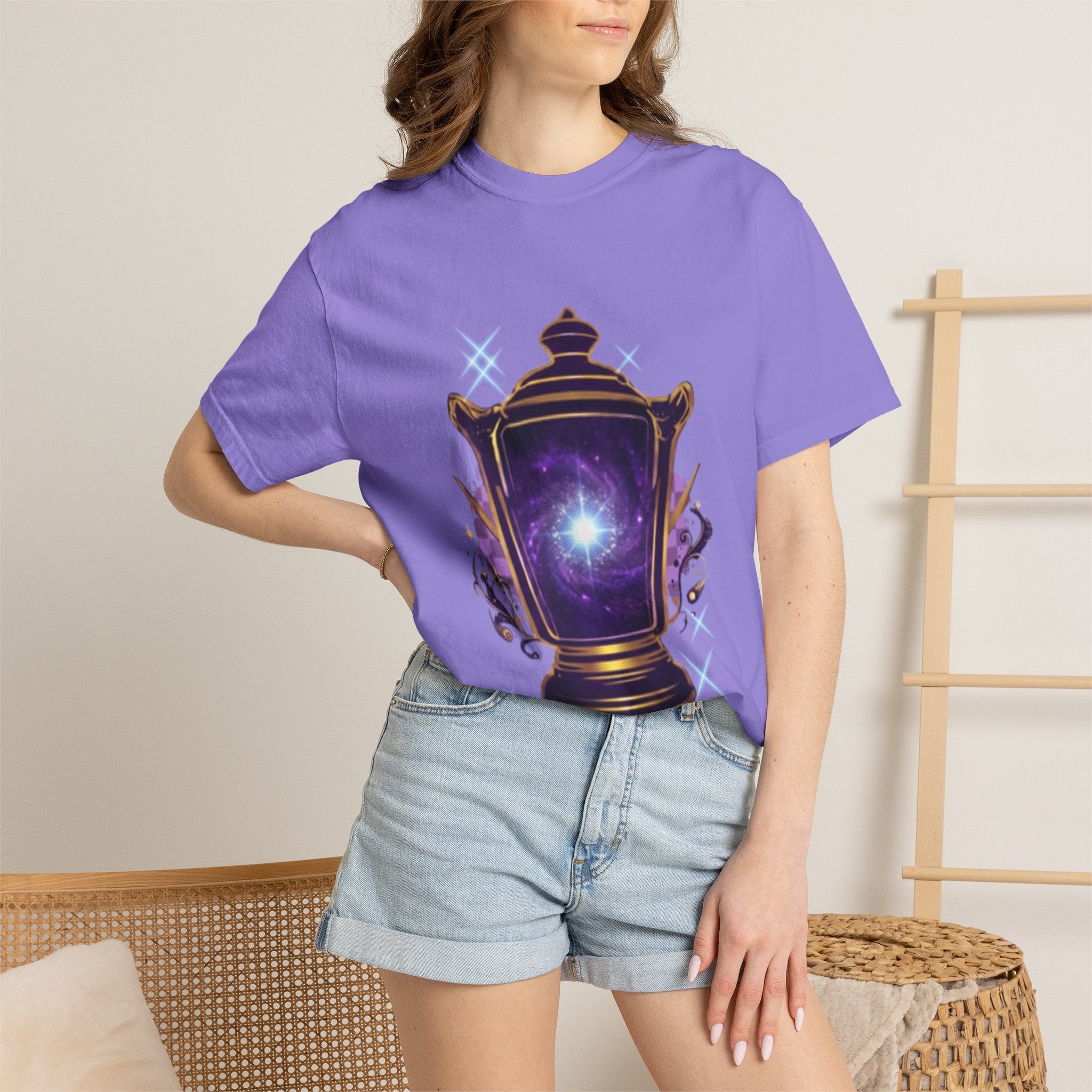 Mystic Lantern & Loyalty Skull Tee | Heavyweight Garment-Dyed Graphic T-Shirt