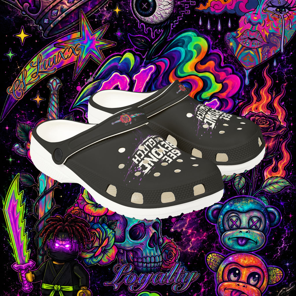 See Beyond the Glitch EVA Foam Clogs | CL LUXX Graphic Comfort Shoes