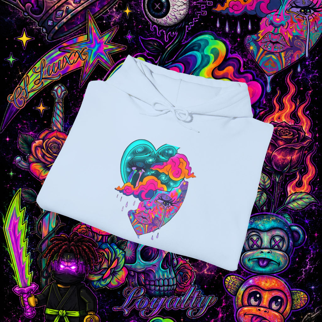 Psychedelic Heart Hoodie | CL LUXX Premium Graphic Pullover Sweatshirt