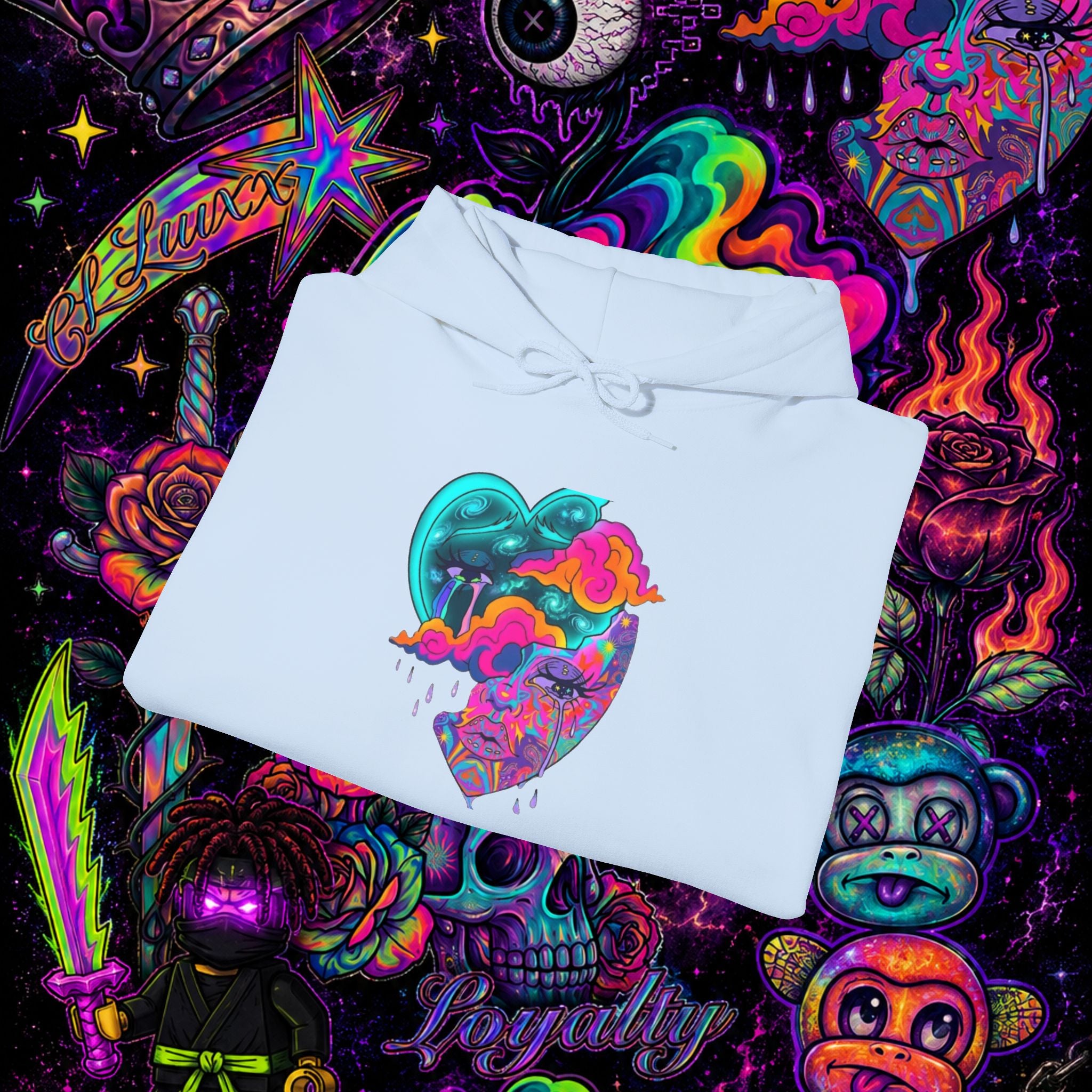 Psychedelic Heart Hoodie | CL LUXX Premium Graphic Pullover Sweatshirt