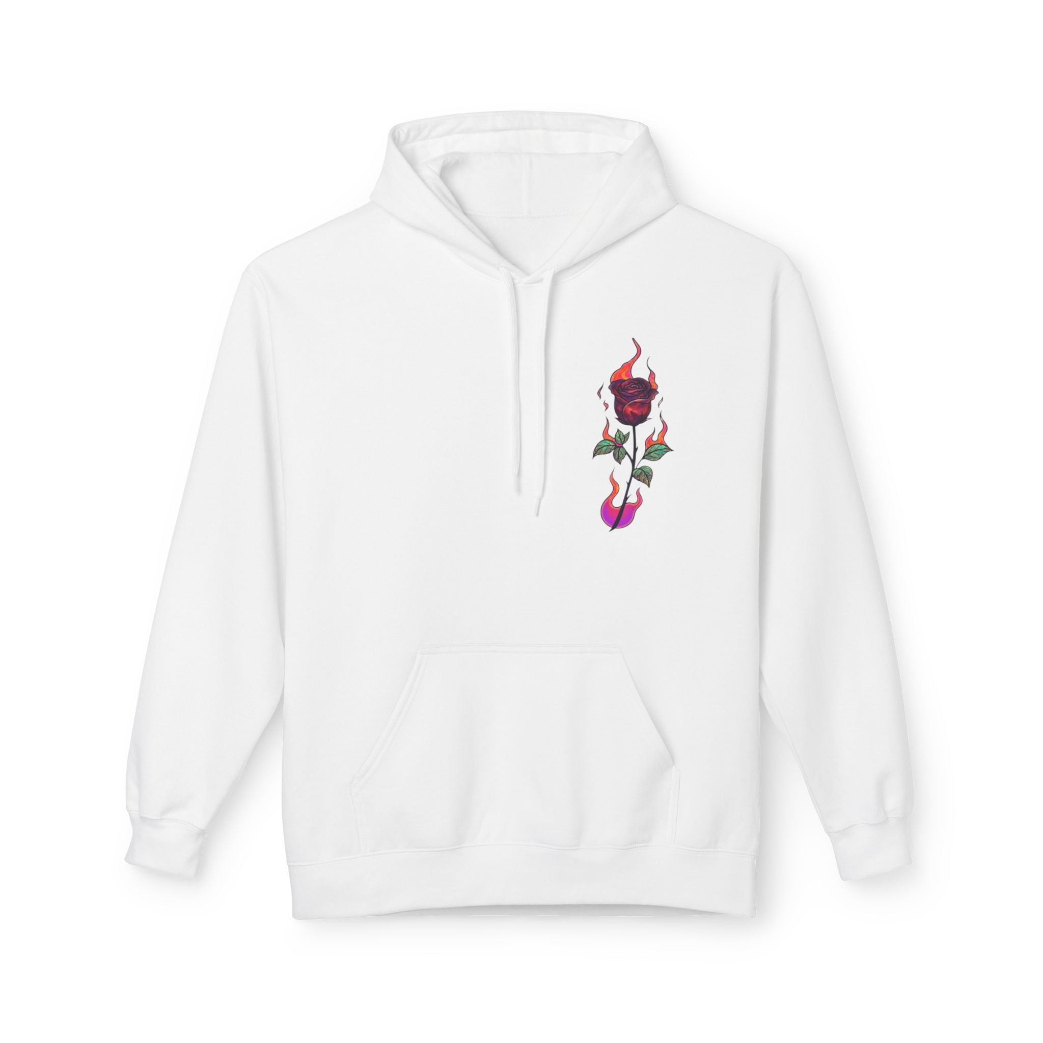 No Evil Hoodie – Burning Rose Streetwear Pullover | See No Evil Hear No Evil Speak No Evil | Graphic Fleece Hoodie