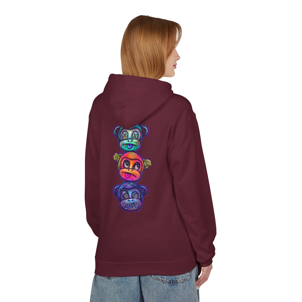No Evil Hoodie – Burning Rose Streetwear Pullover | See No Evil Hear No Evil Speak No Evil | Graphic Fleece Hoodie