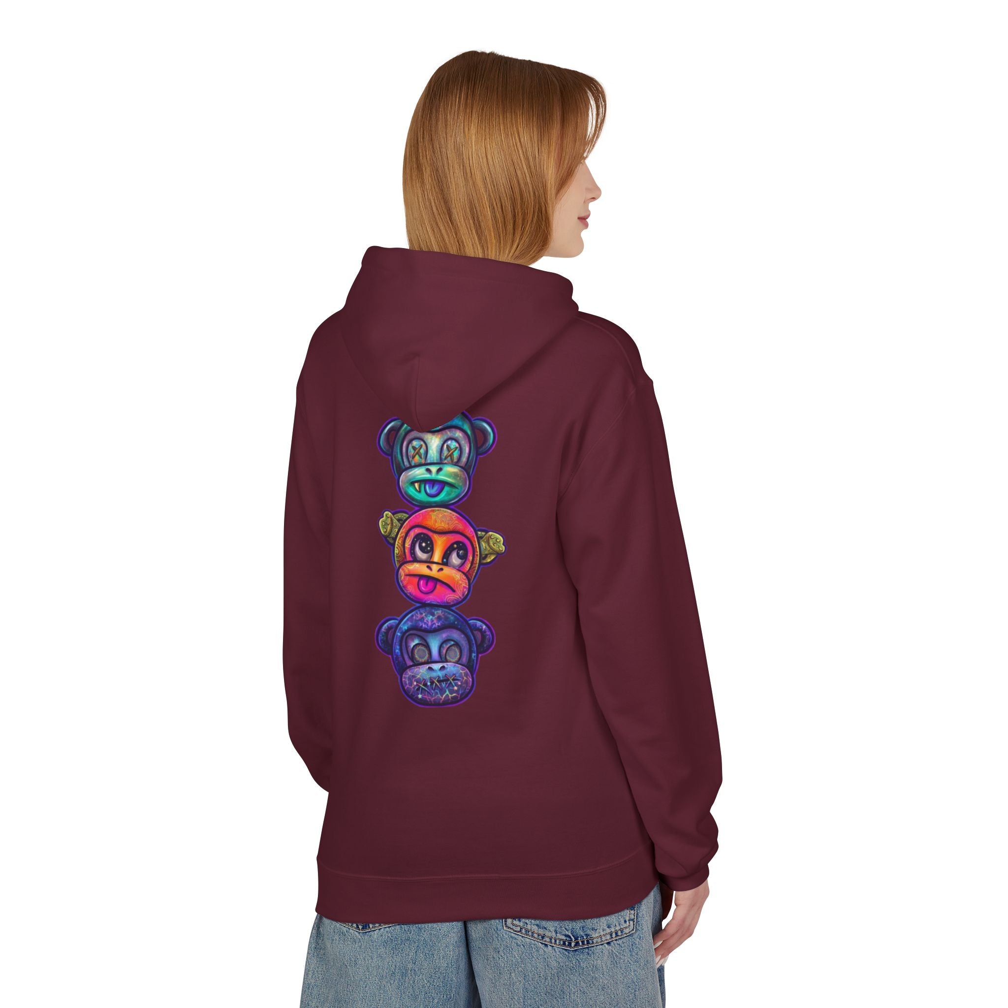 No Evil Hoodie – Burning Rose Streetwear Pullover | See No Evil Hear No Evil Speak No Evil | Graphic Fleece Hoodie