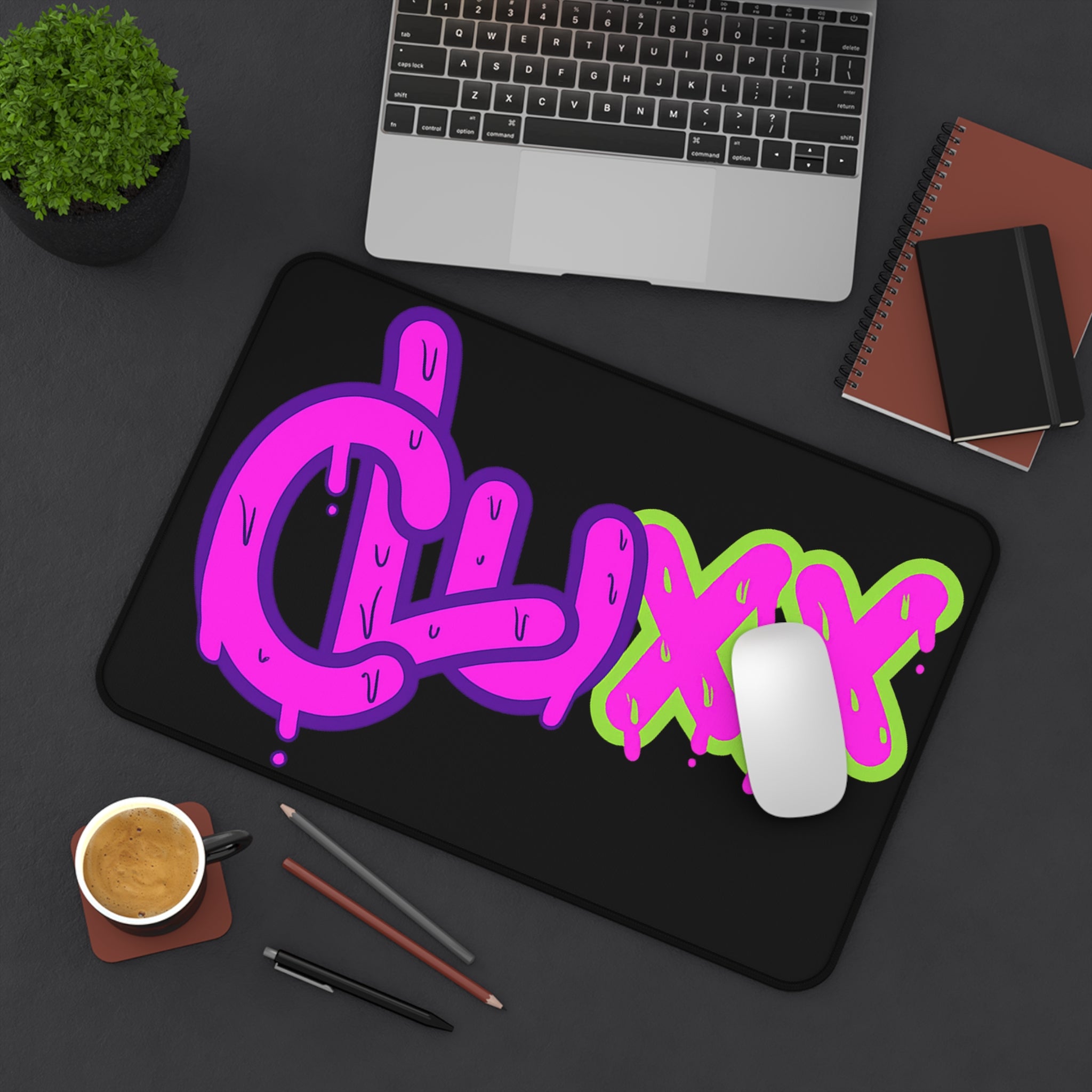 CLUXX Desk Mat | Neon Tag Edition