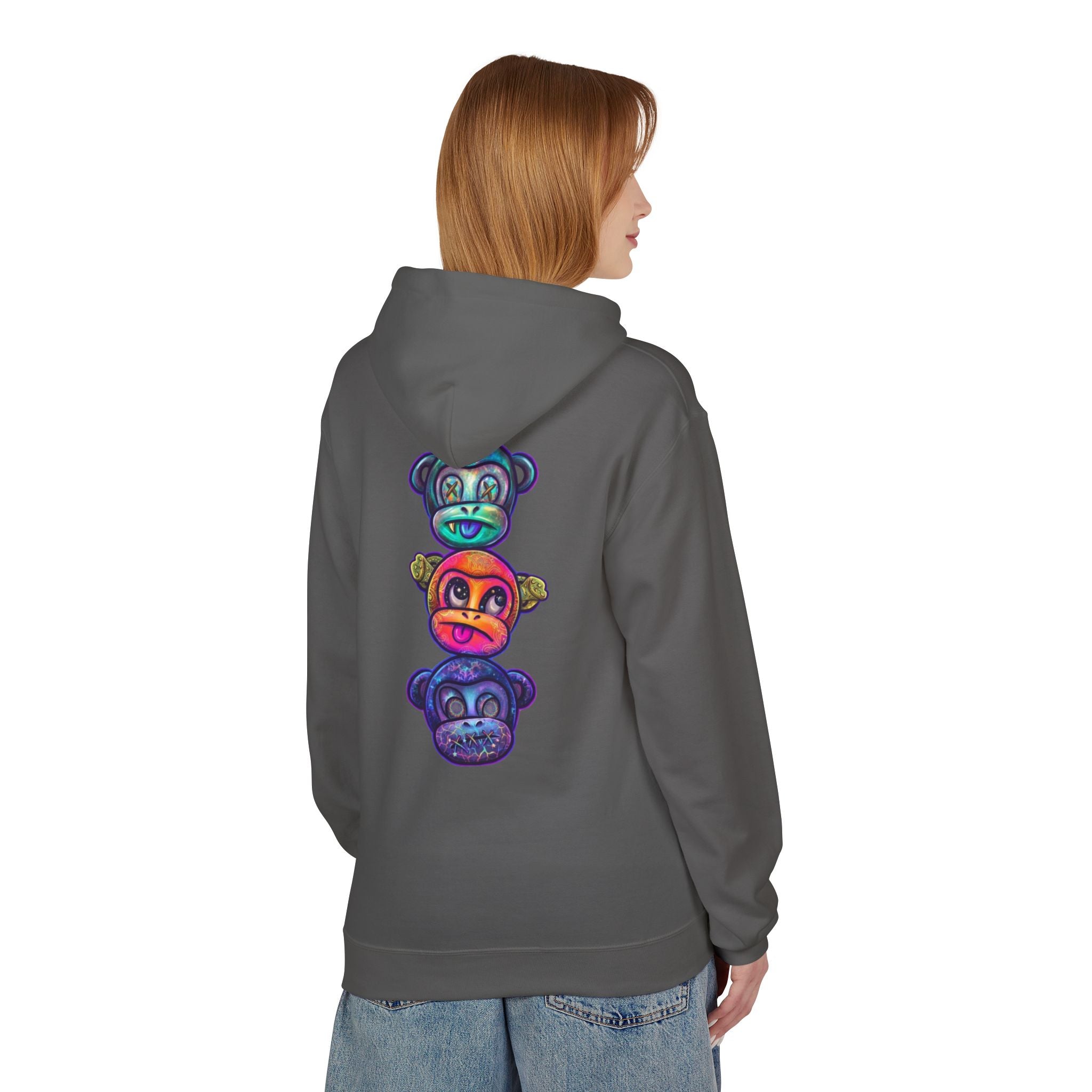 No Evil Hoodie – Burning Rose Streetwear Pullover | See No Evil Hear No Evil Speak No Evil | Graphic Fleece Hoodie