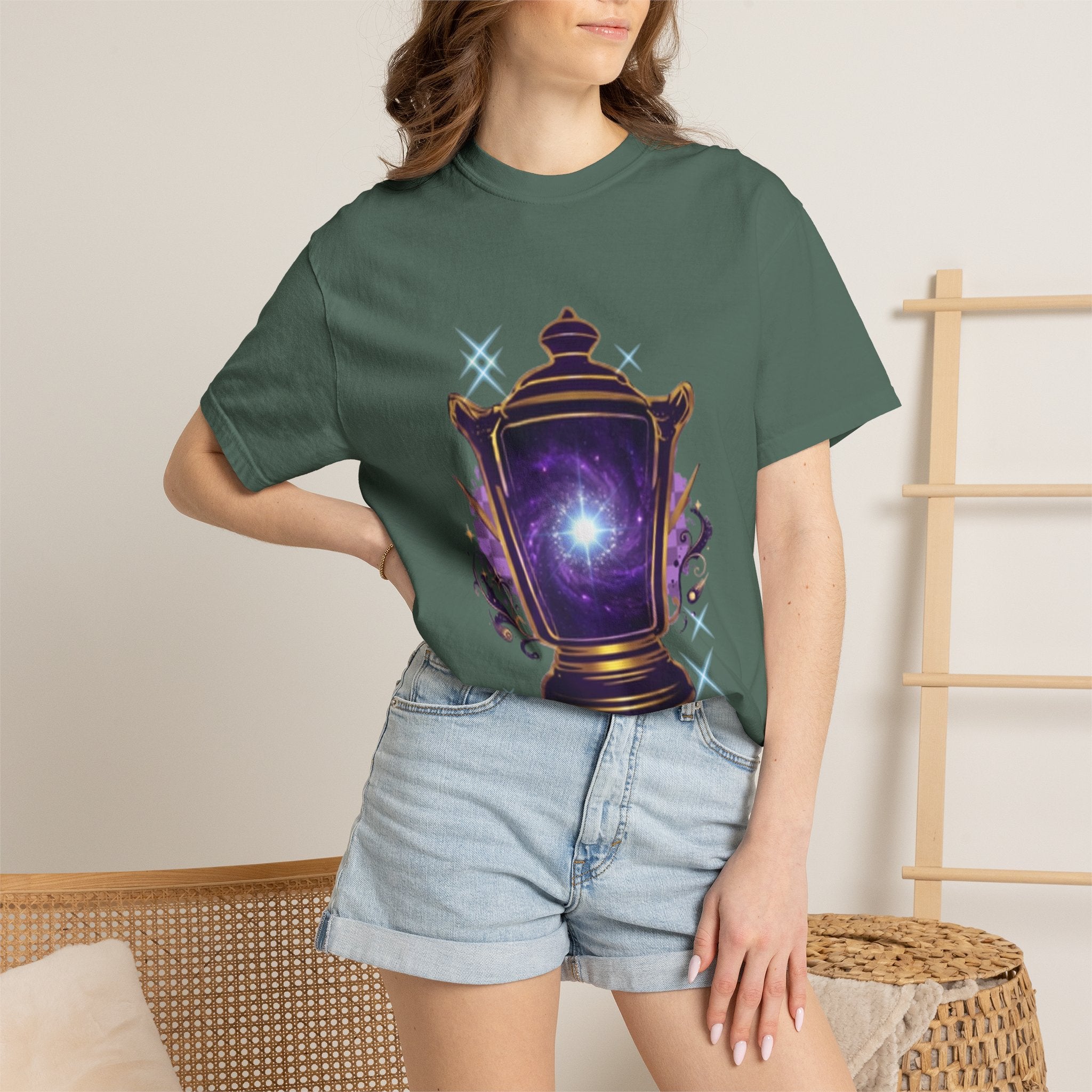 Mystic Lantern & Loyalty Skull Tee | Heavyweight Garment-Dyed Graphic T-Shirt