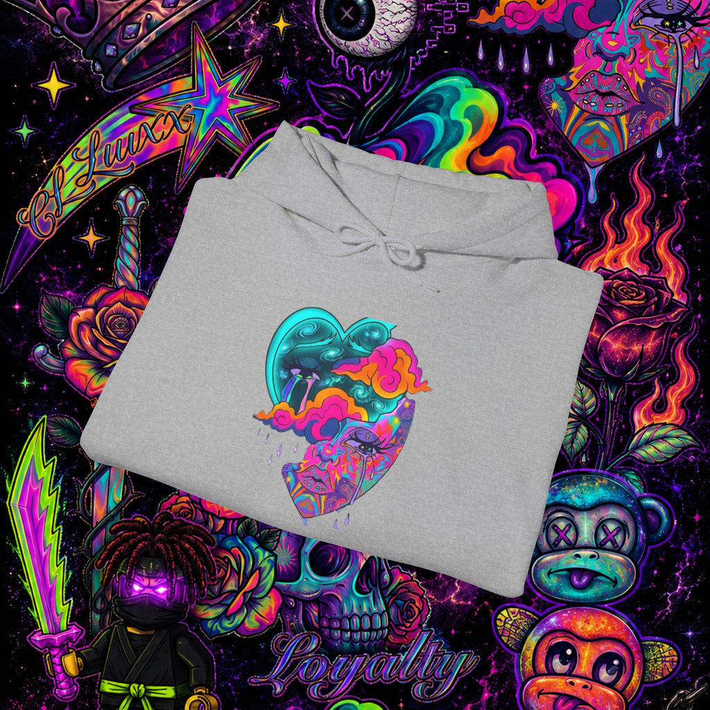 Psychedelic Heart Hoodie | CL LUXX Premium Graphic Pullover Sweatshirt