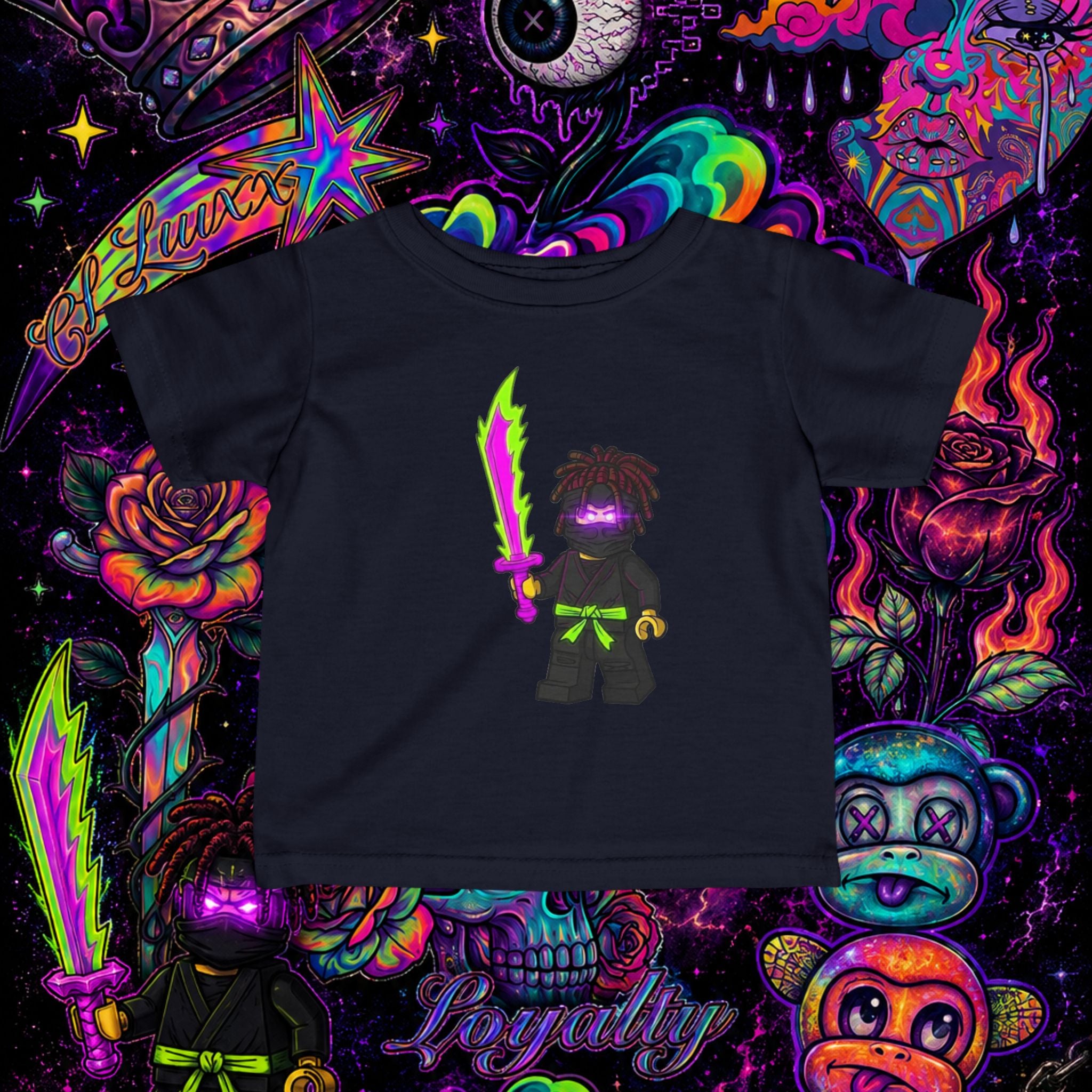Neon Ninja Infant Tee | Cartoon Graphic Baby T-Shirt
