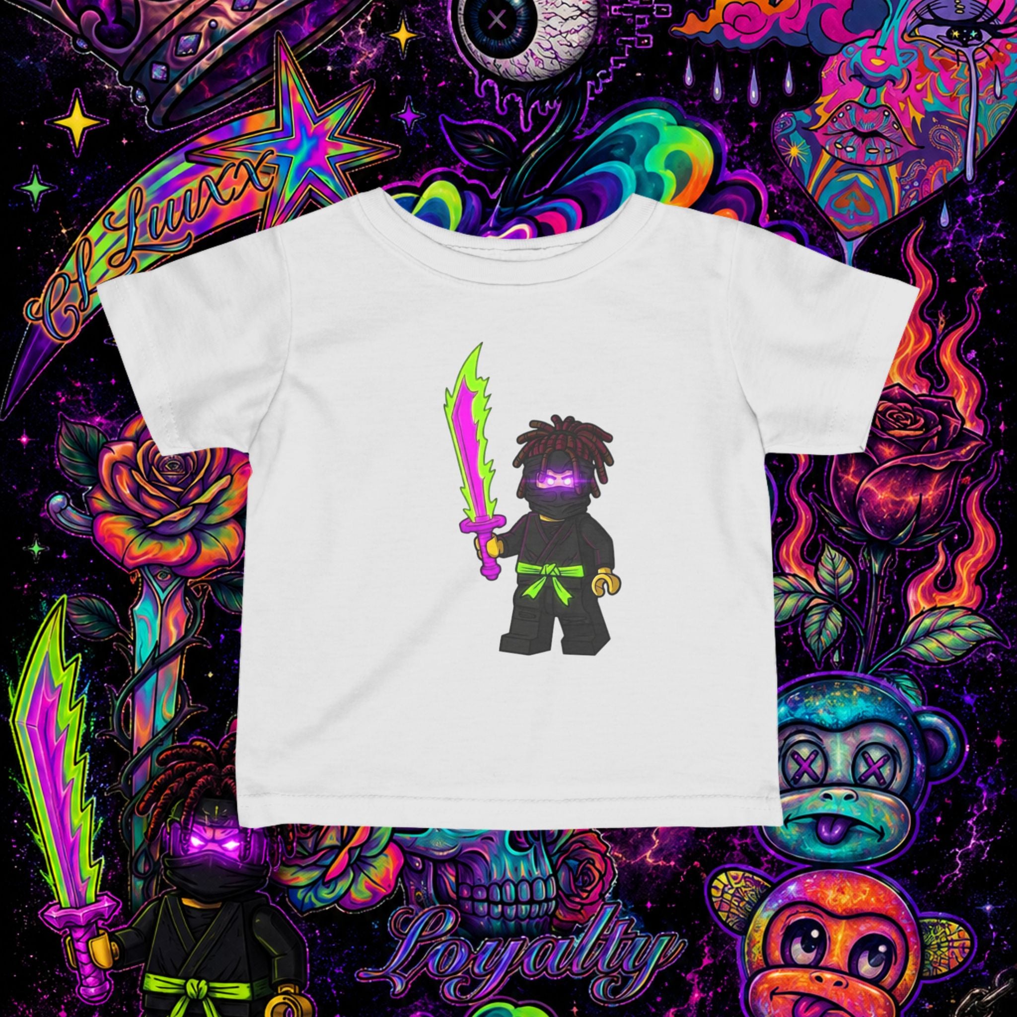 Neon Ninja Infant Tee | Cartoon Graphic Baby T-Shirt