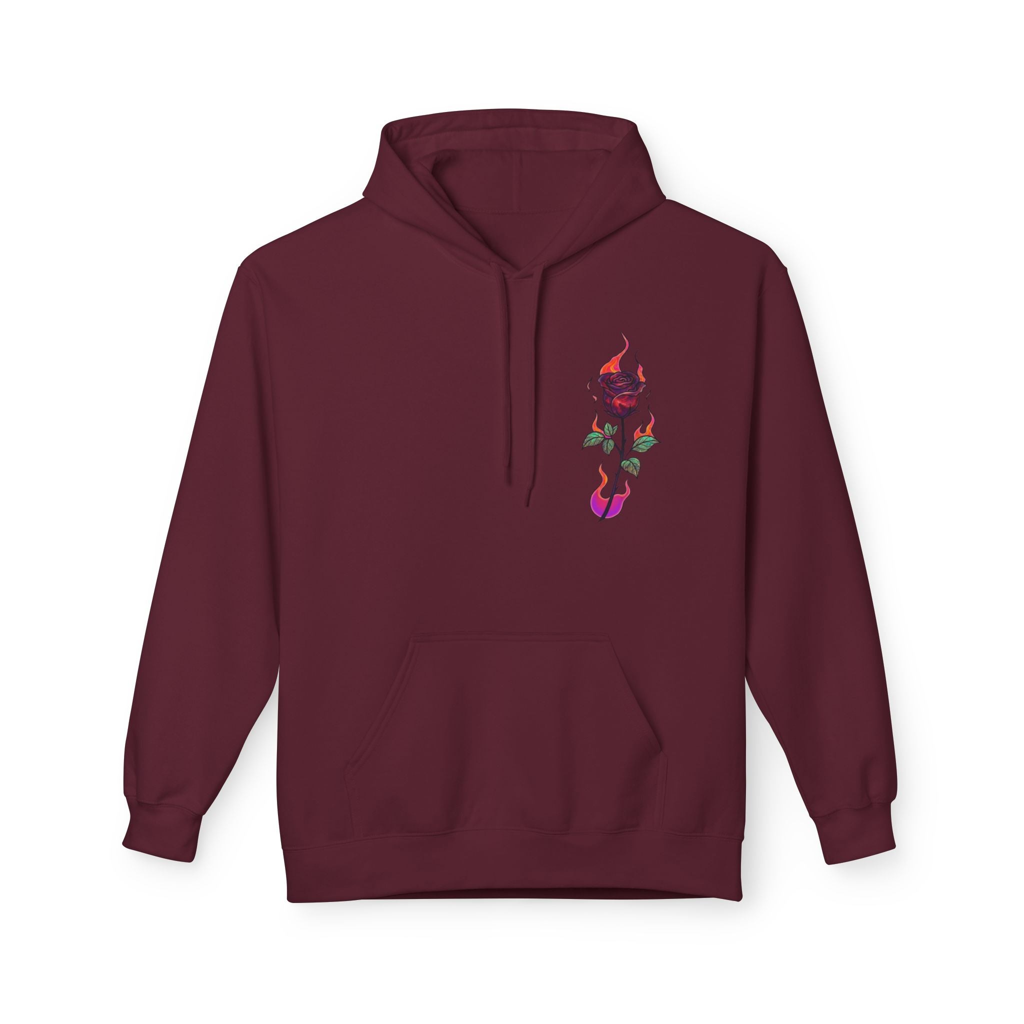 No Evil Hoodie – Burning Rose Streetwear Pullover | See No Evil Hear No Evil Speak No Evil | Graphic Fleece Hoodie