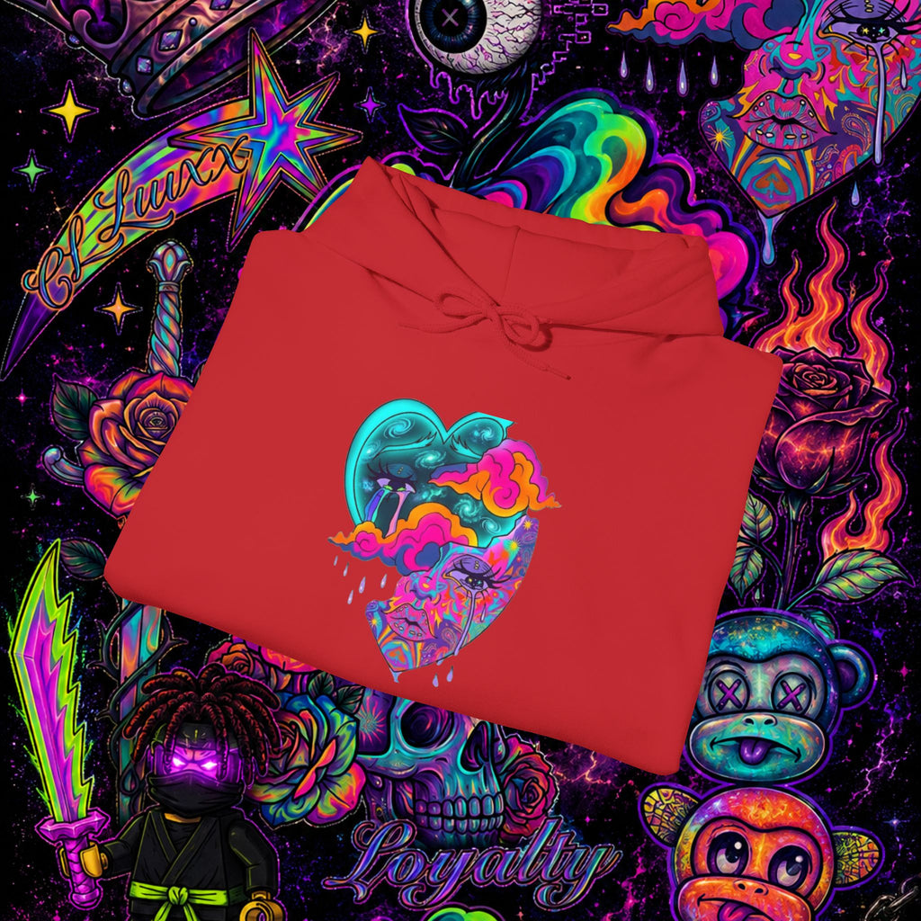 Psychedelic Heart Hoodie | CL LUXX Premium Graphic Pullover Sweatshirt