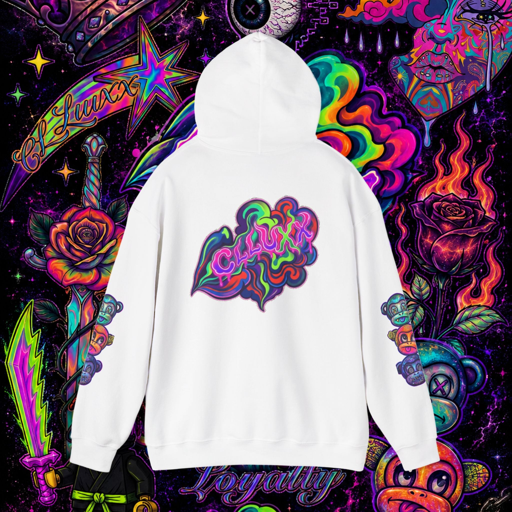 Psychedelic Heart Hoodie | CL LUXX Premium Graphic Pullover Sweatshirt